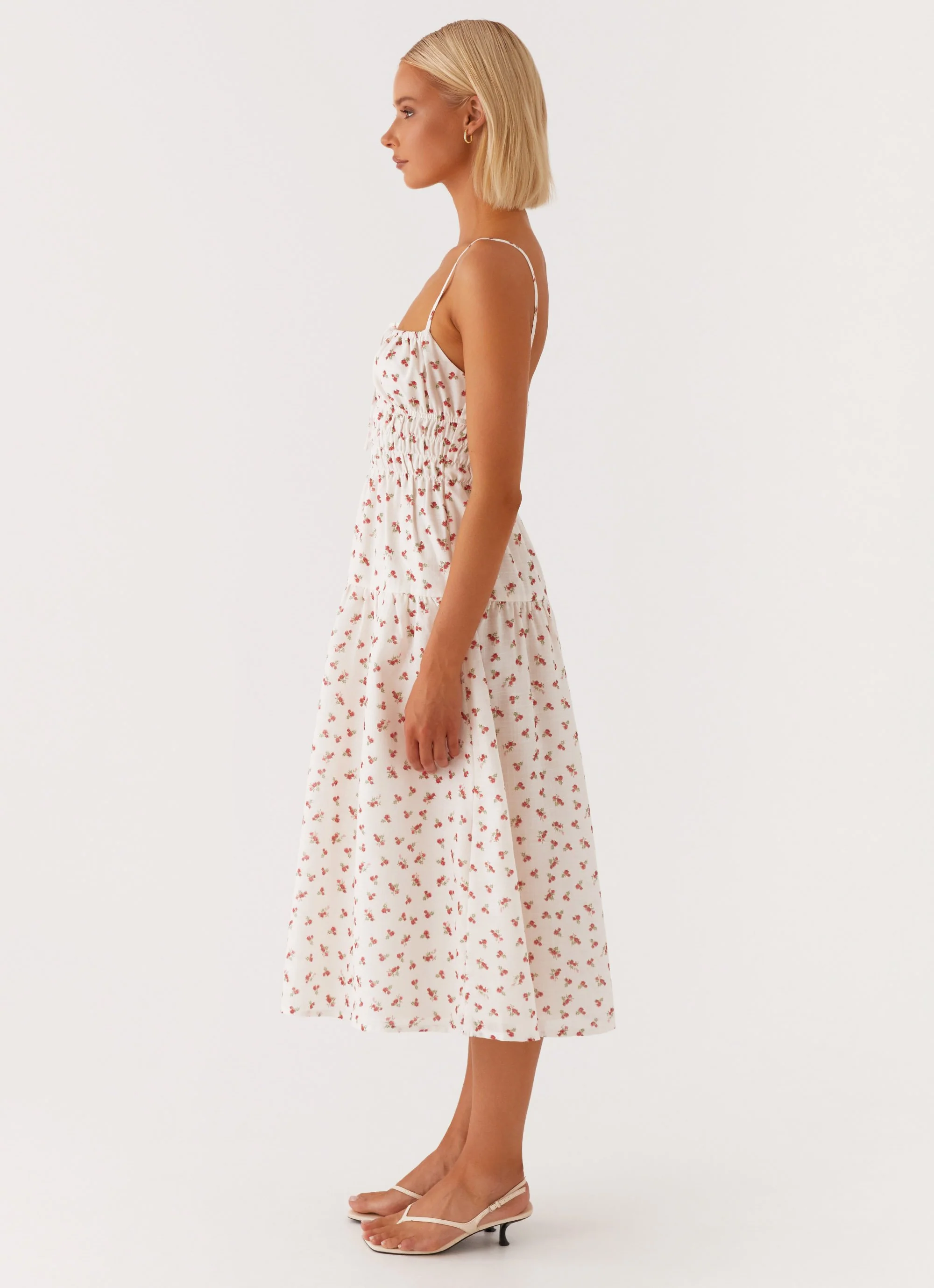 Arla Midi Dress - Red Ditsy Floral - Image 2