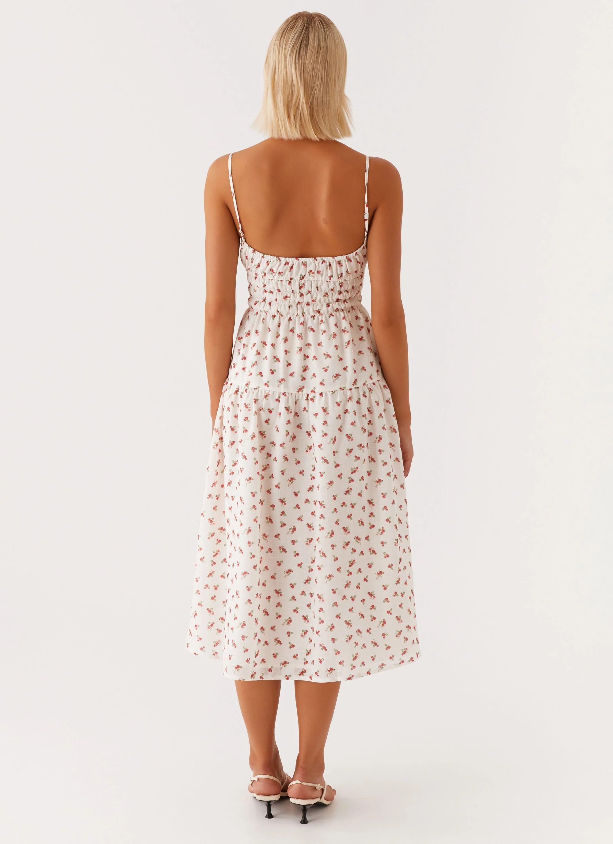 Arla Midi Dress - Red Ditsy Floral - Image 3