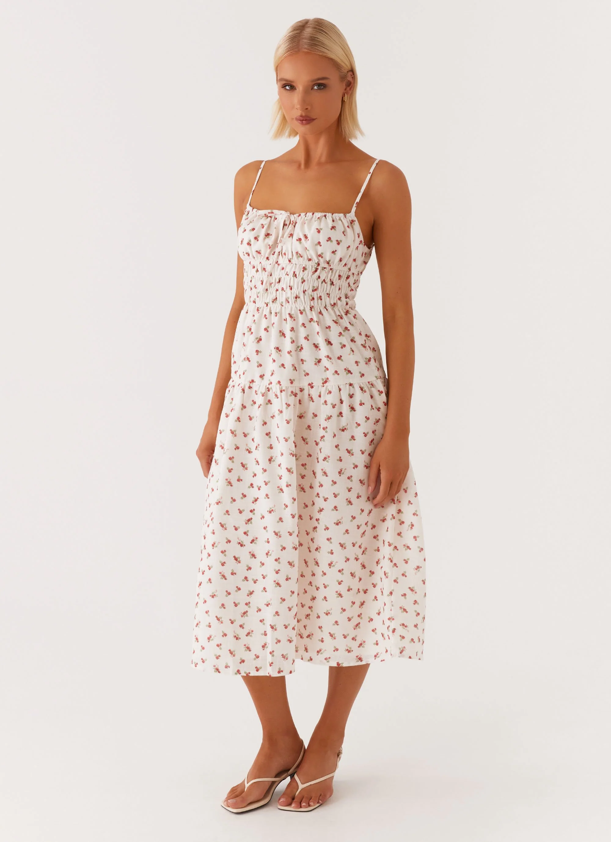 Arla Midi Dress - Red Ditsy Floral - Image 6
