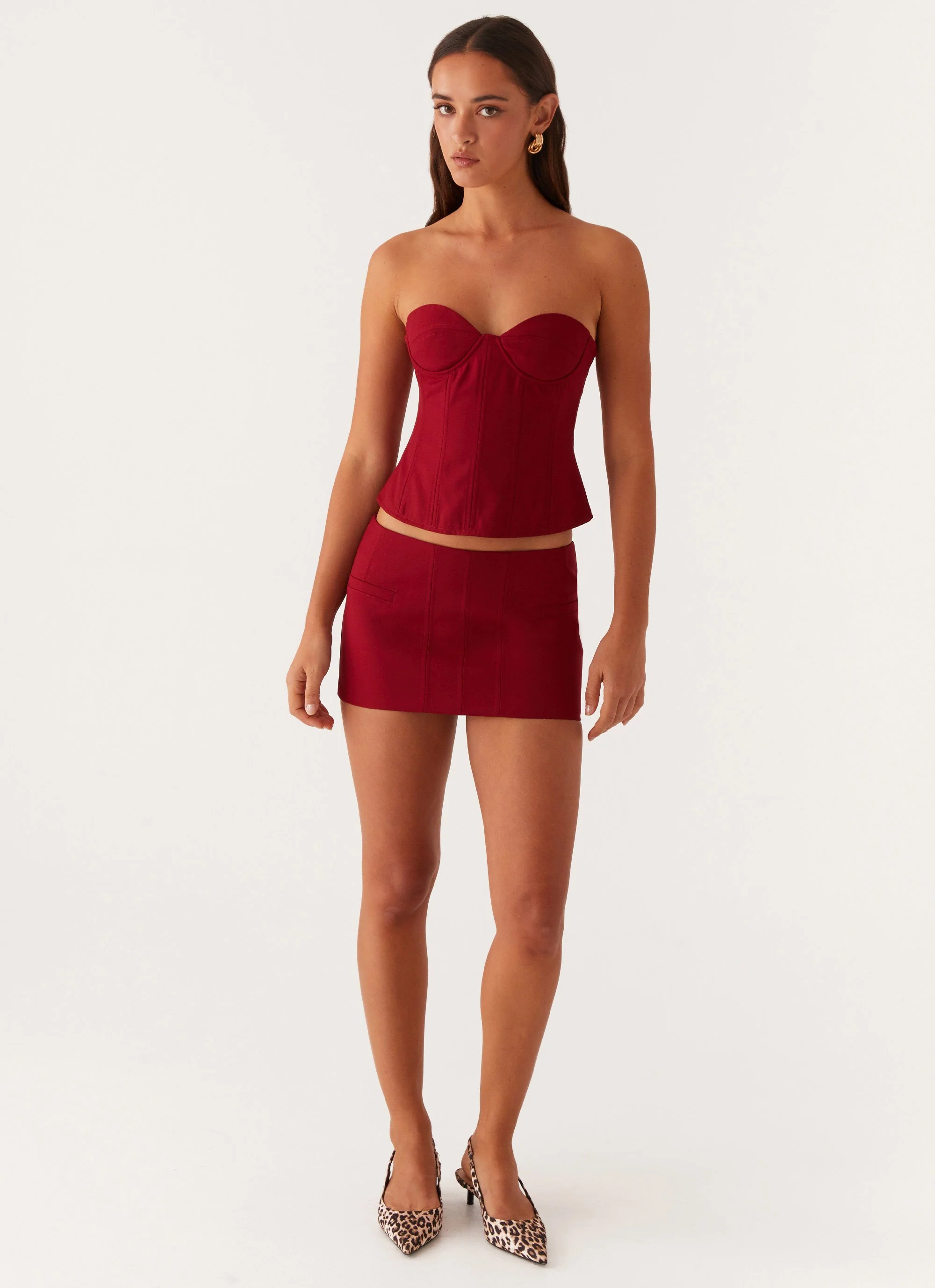 Armelle Micro Mini Skirt - Maroon - Image 6