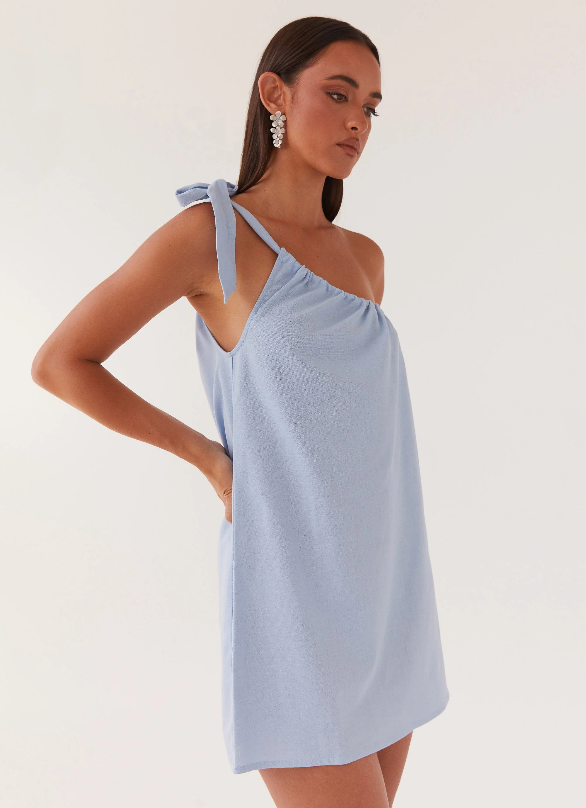 Art Of Waves Linen Mini Dress - Cerulean - Image 6