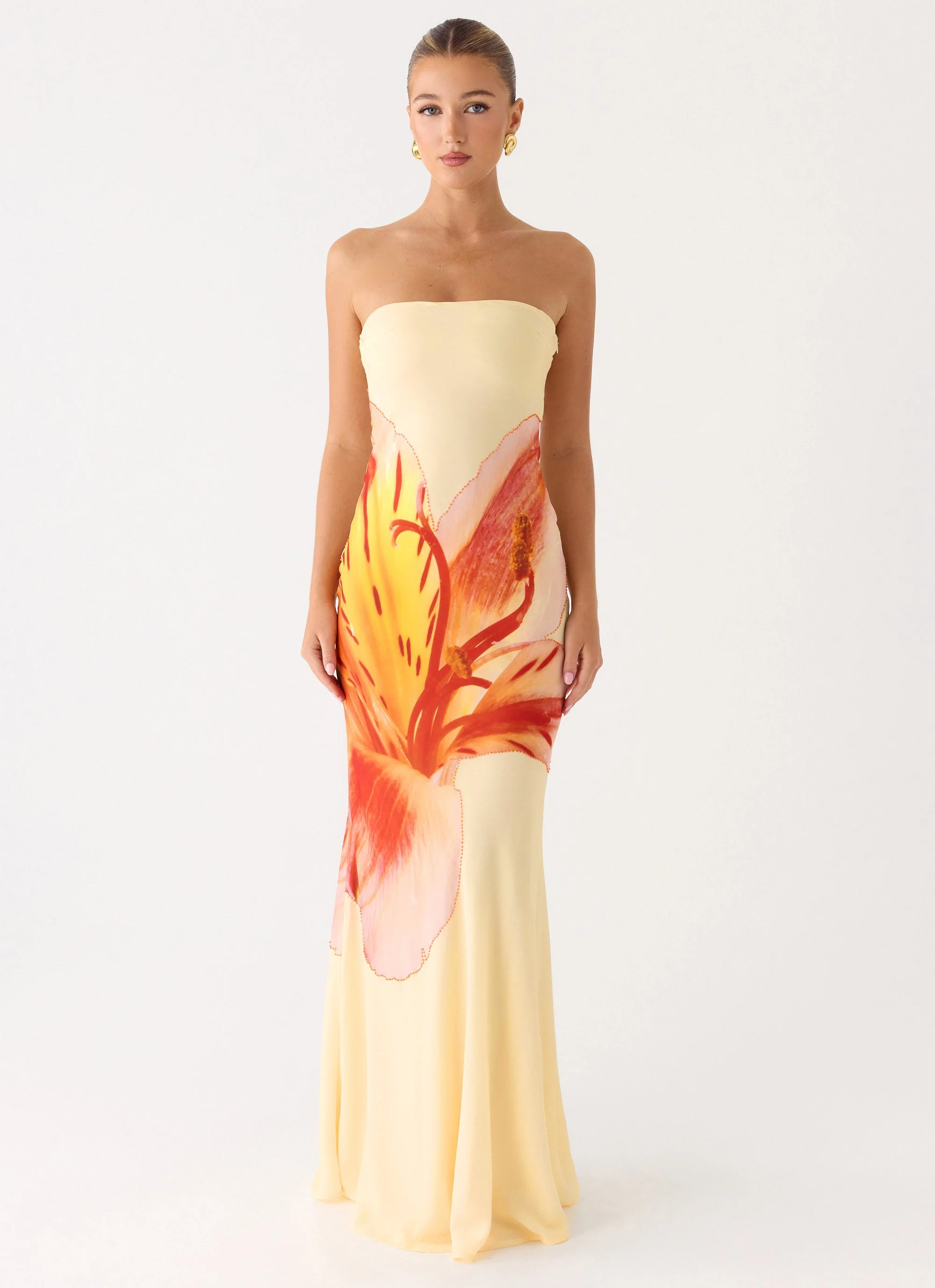 Ashwin Strapless Beaded Maxi Dress - Sunpetal Print - Image 3