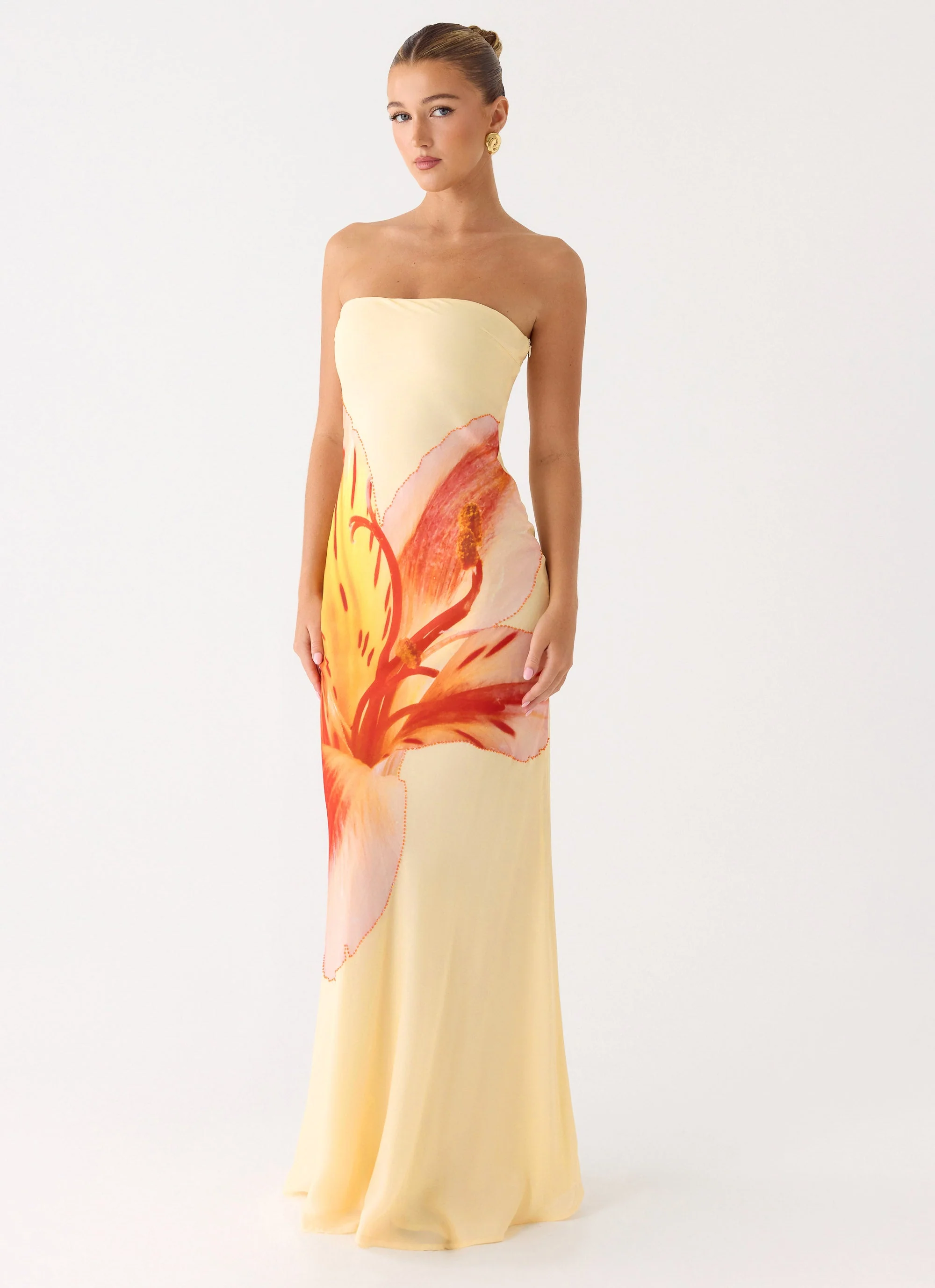 Ashwin Strapless Beaded Maxi Dress - Sunpetal Print - Image 4