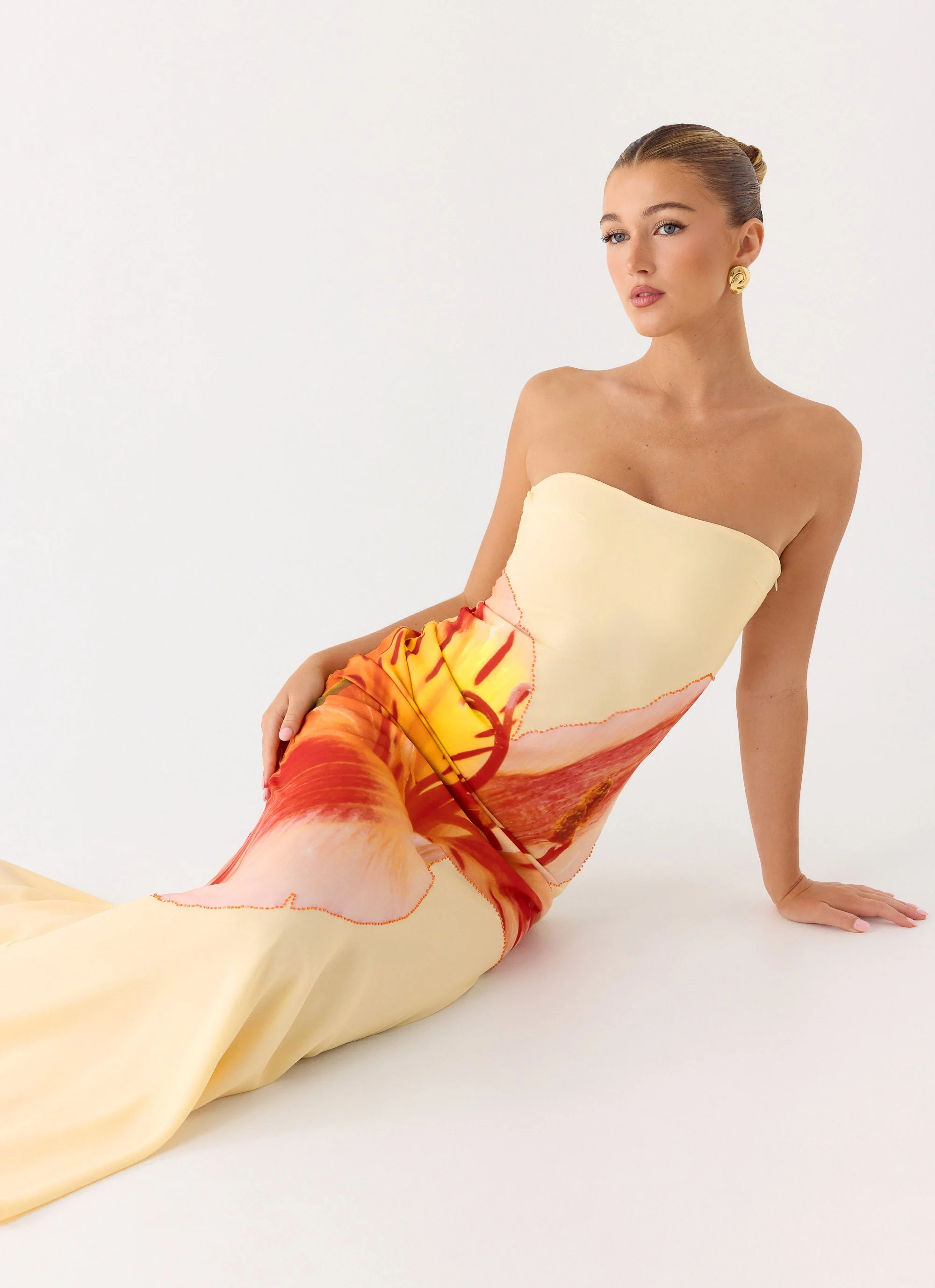 Ashwin Strapless Beaded Maxi Dress - Sunpetal Print - Image 5