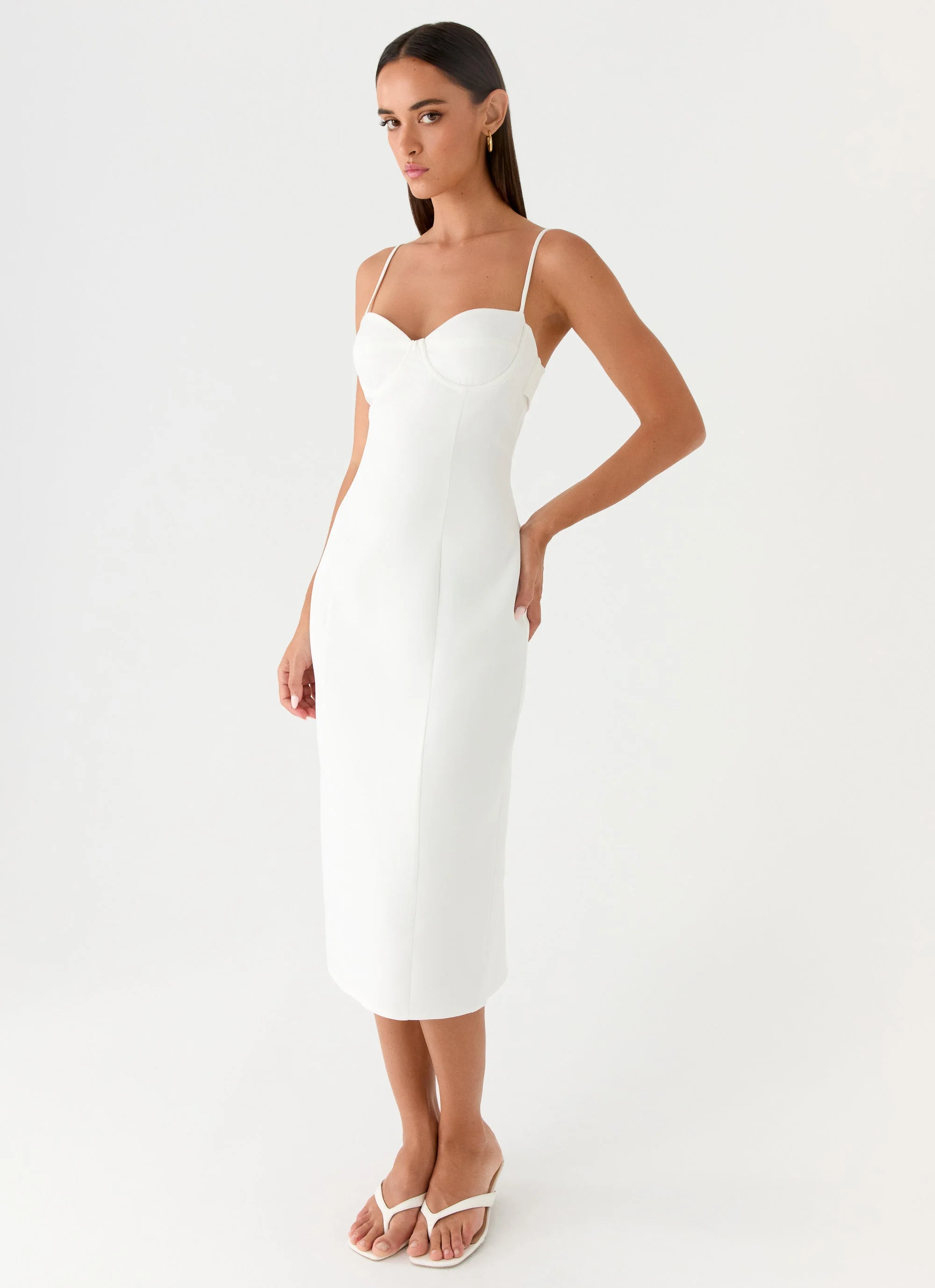 Asling Bustier Midi Dress - White - Image 5