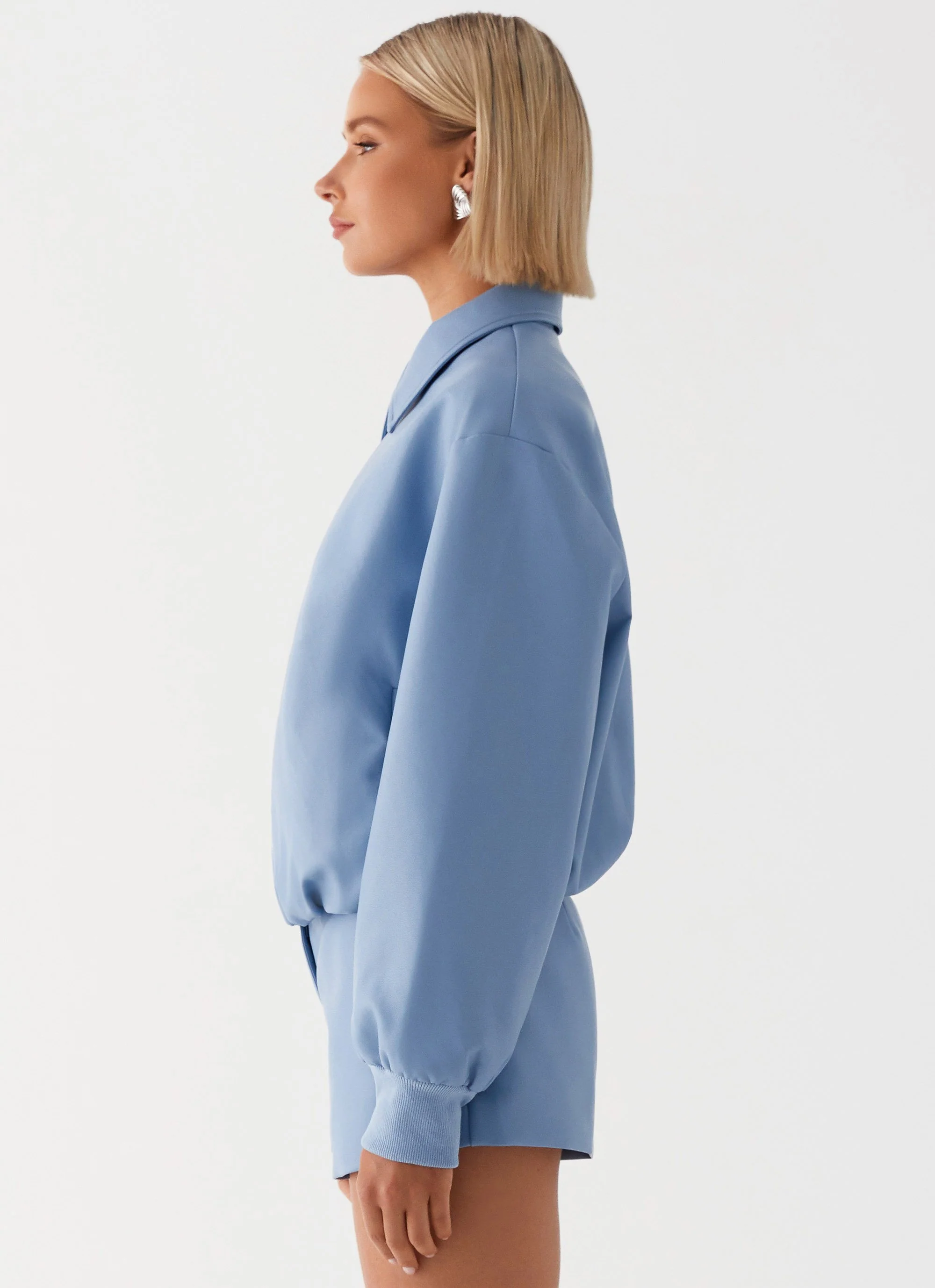 Aspen Oversized Bomber Jacket - Blue - Image 3