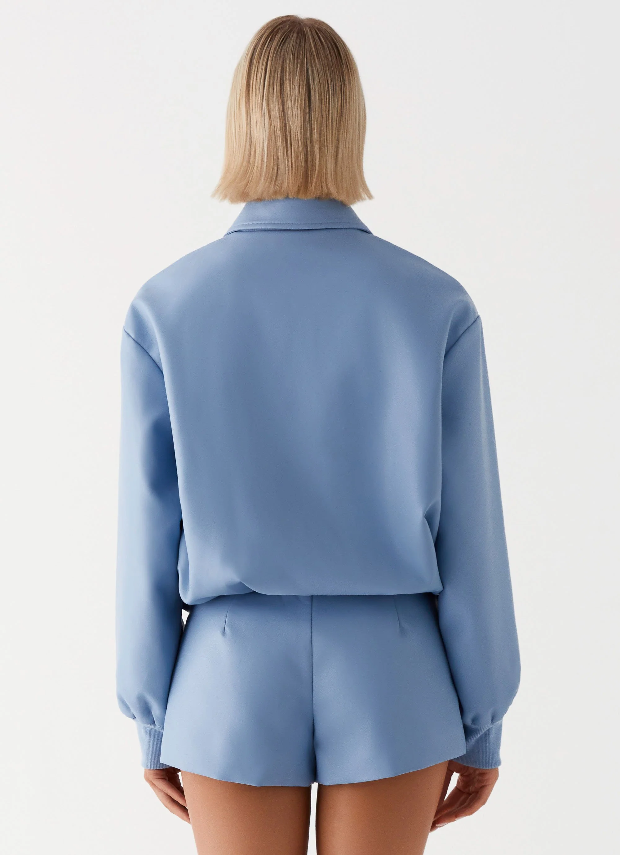Aspen Oversized Bomber Jacket - Blue - Image 4