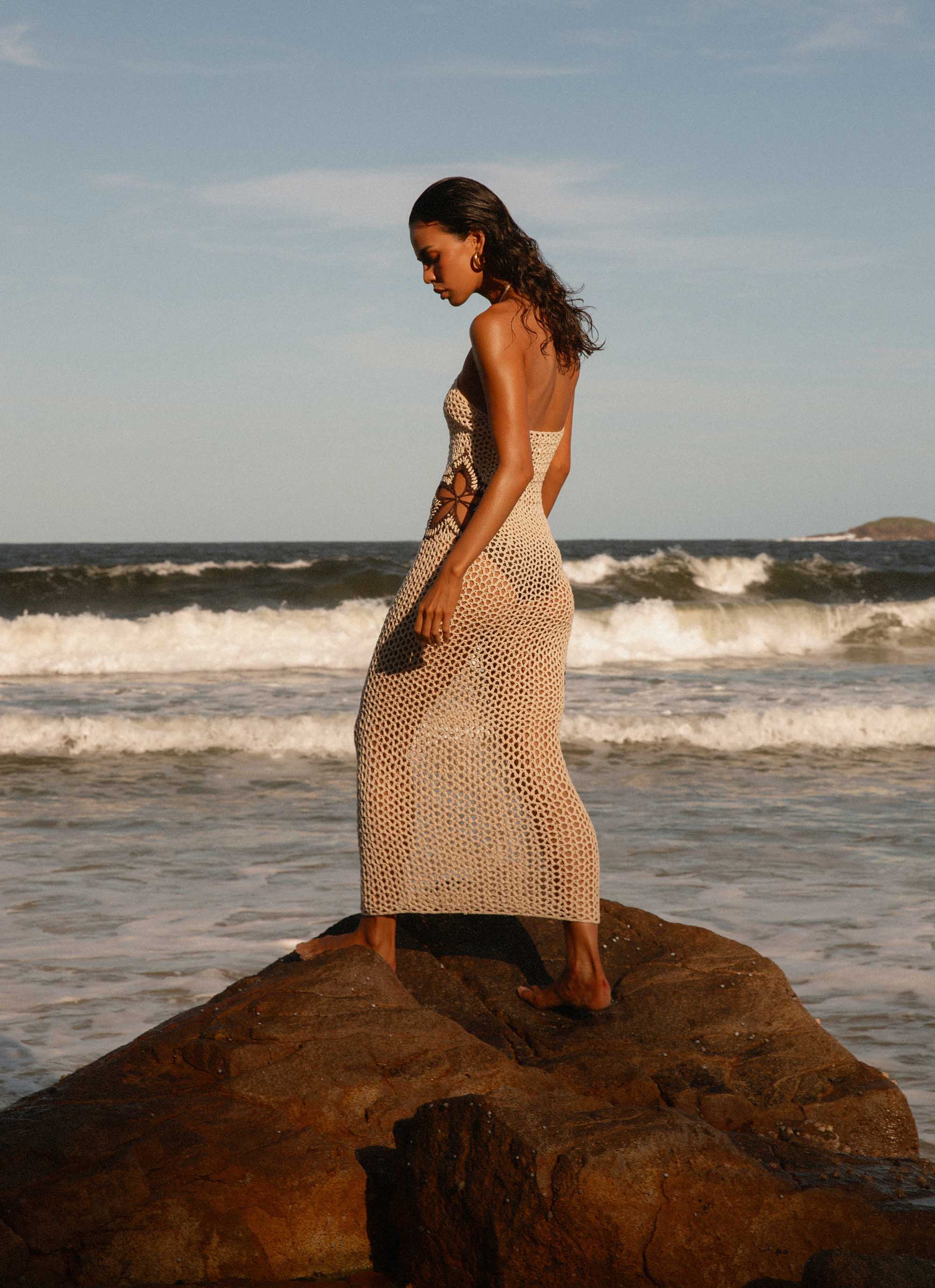Aster Crochet Maxi Dress - Pastel Yellow - Image 10