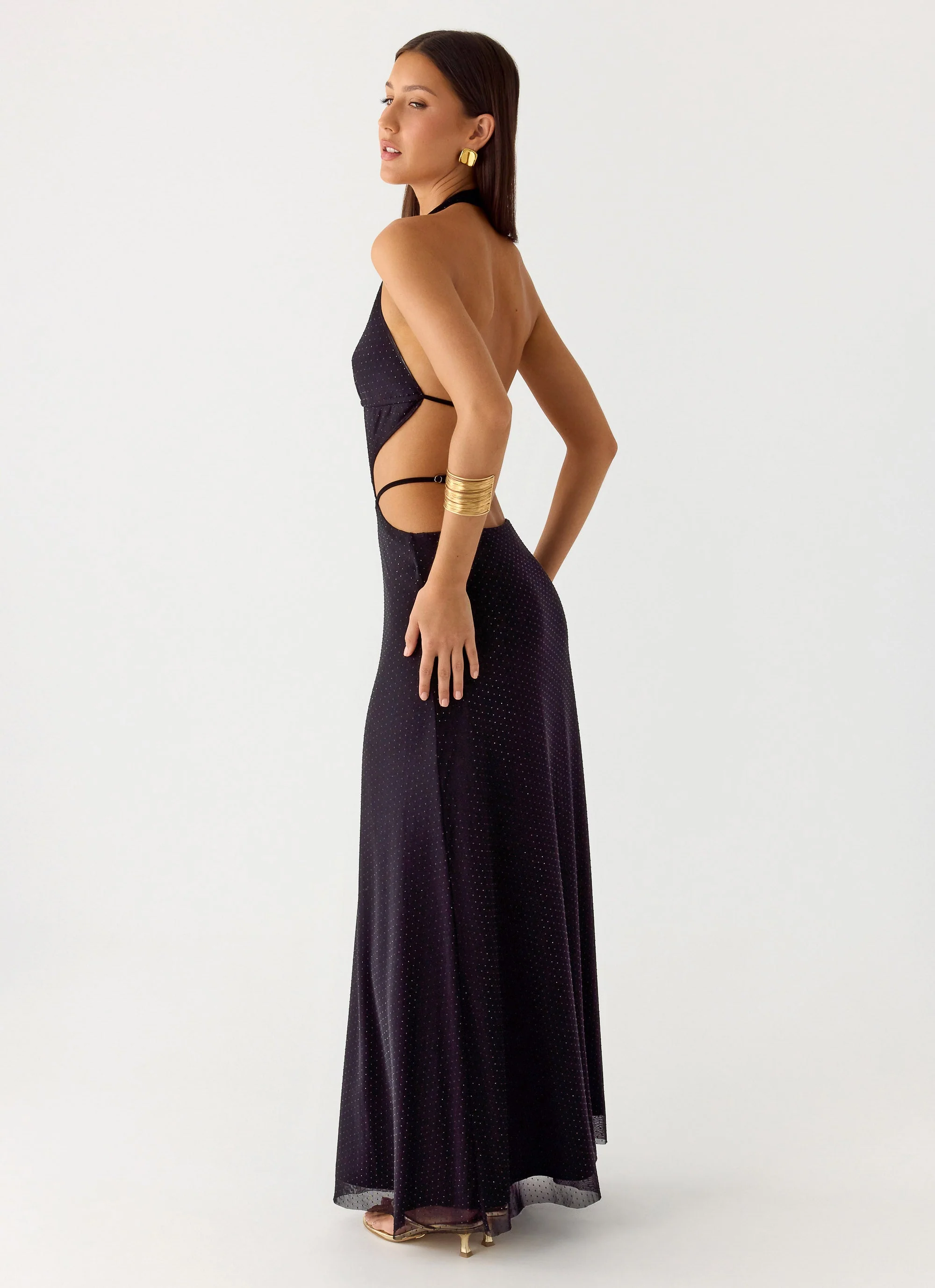 Astraeus Beaded Sequin Maxi Dress - Black - Image 7