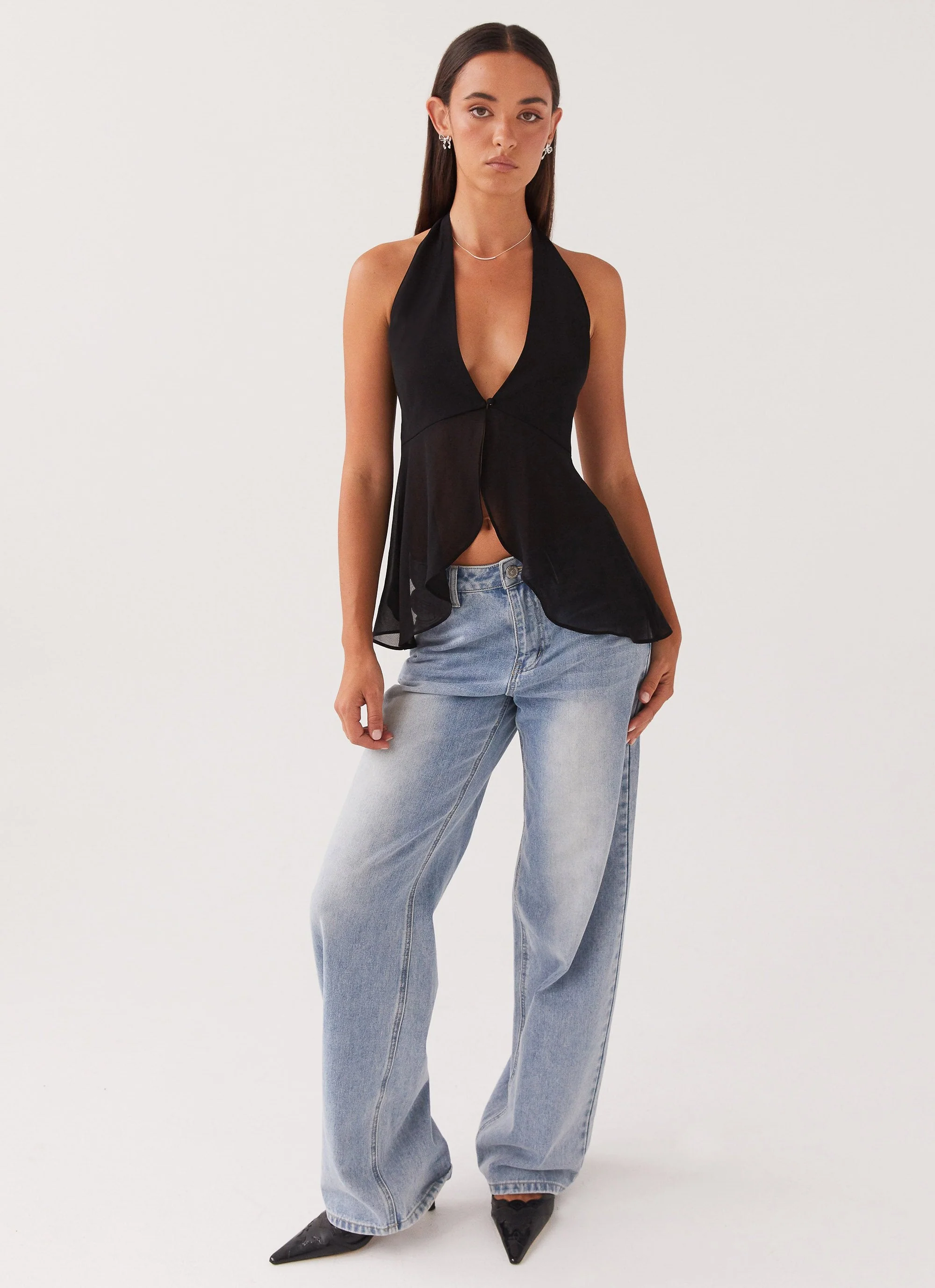 At Last Halterneck Top - Black - Image 2