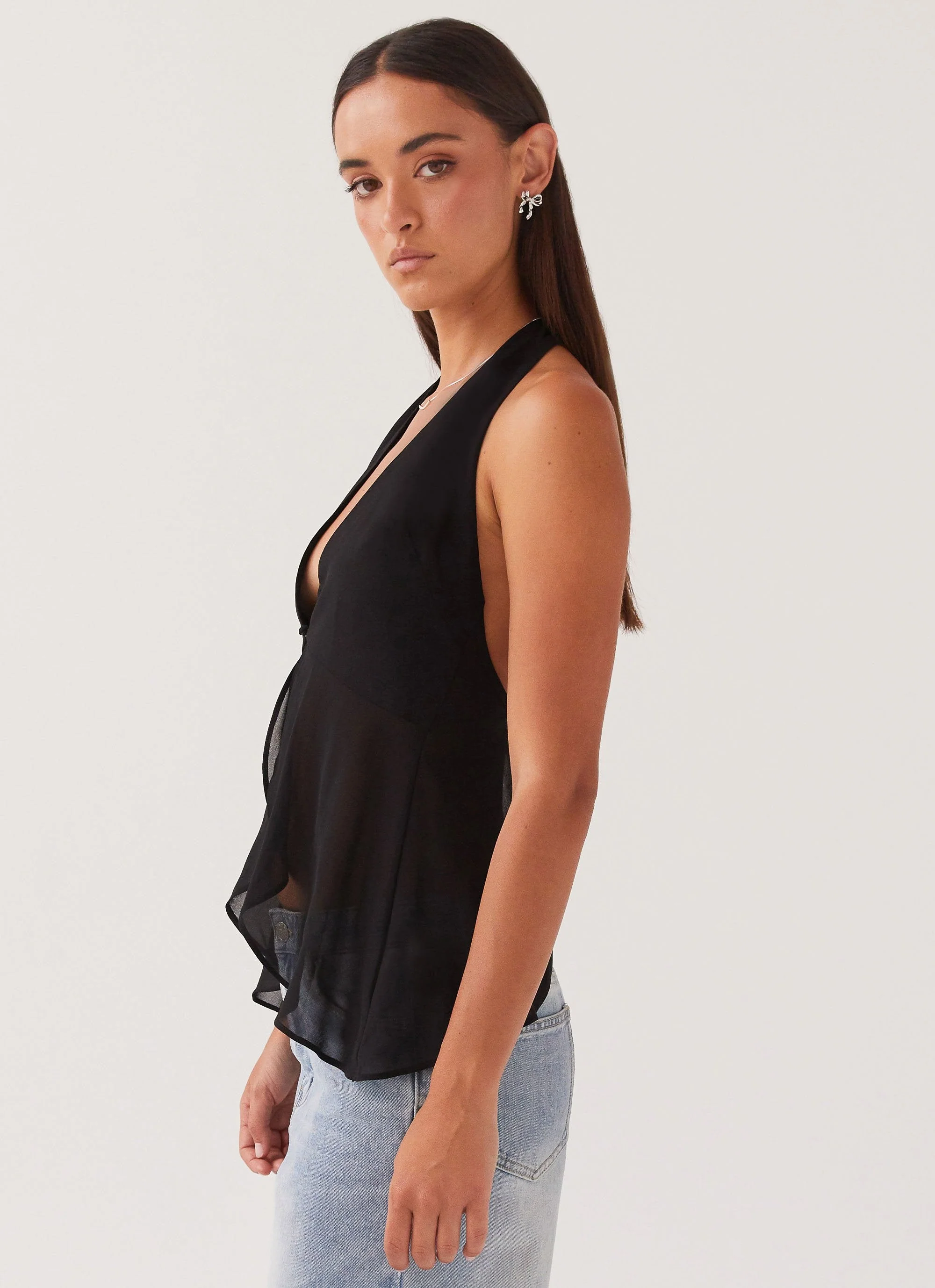 At Last Halterneck Top - Black - Image 3
