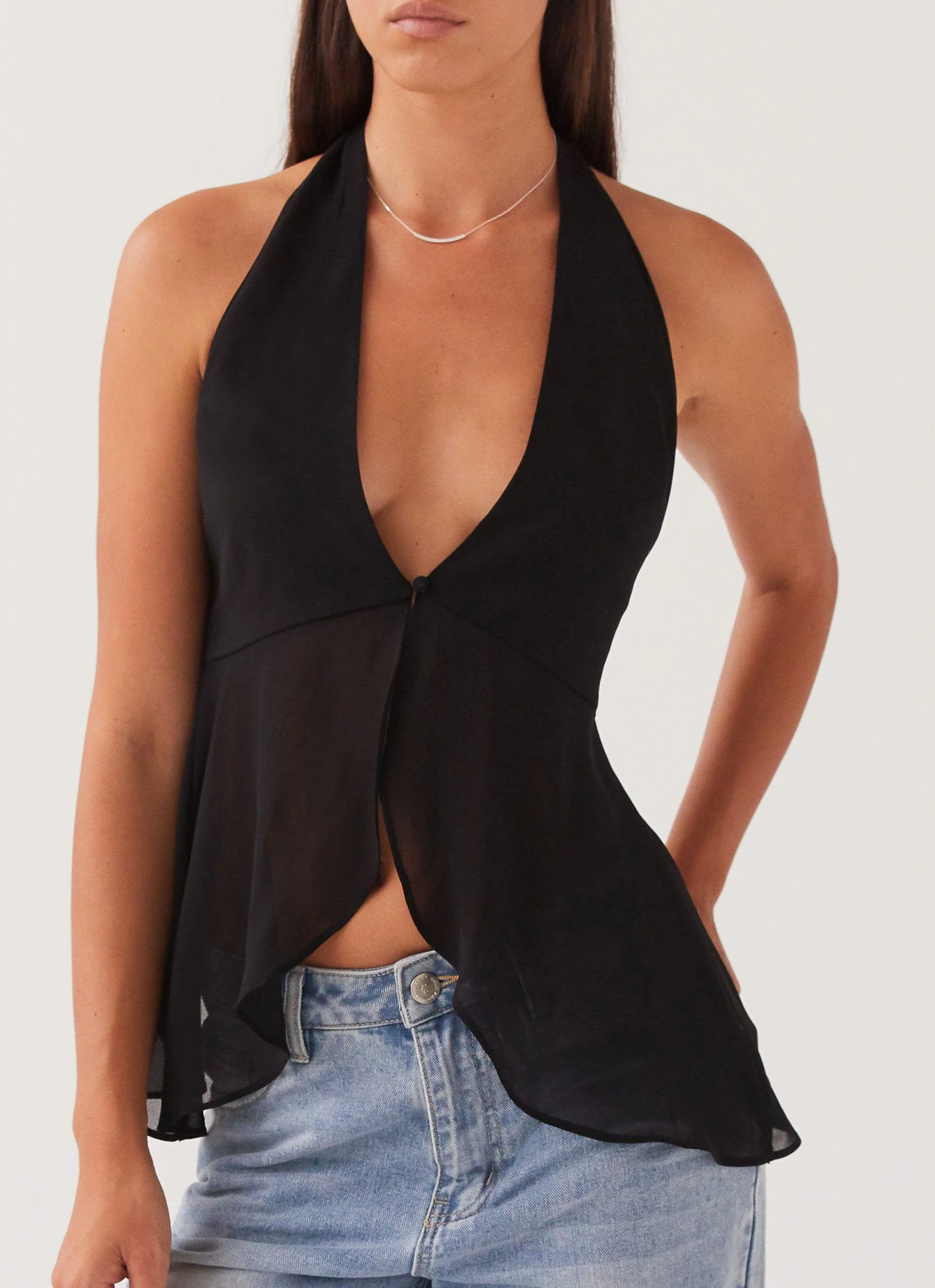 At Last Halterneck Top - Black - Image 6