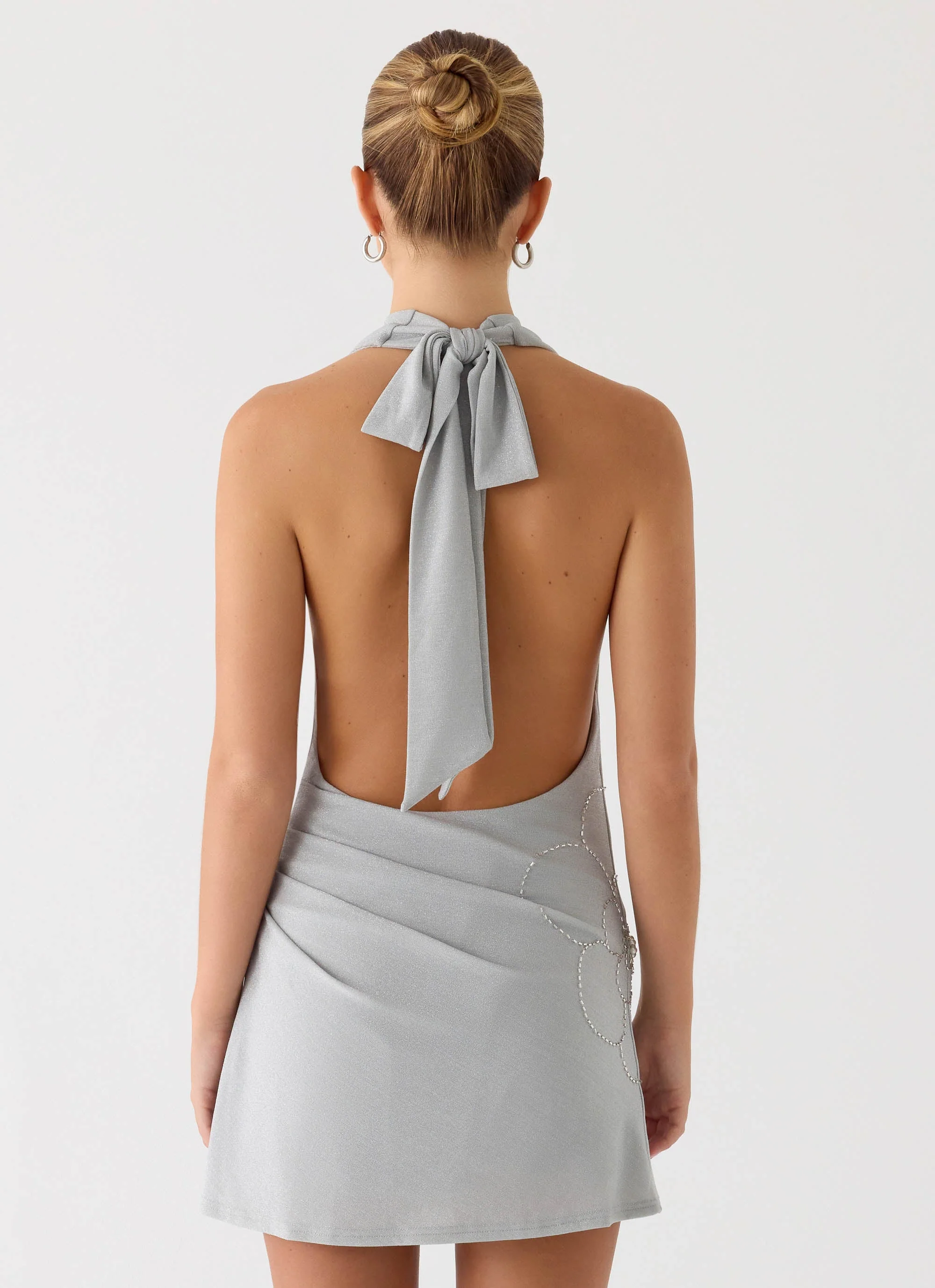 Atenea Cowl Mini Dress - Silver - Image 4