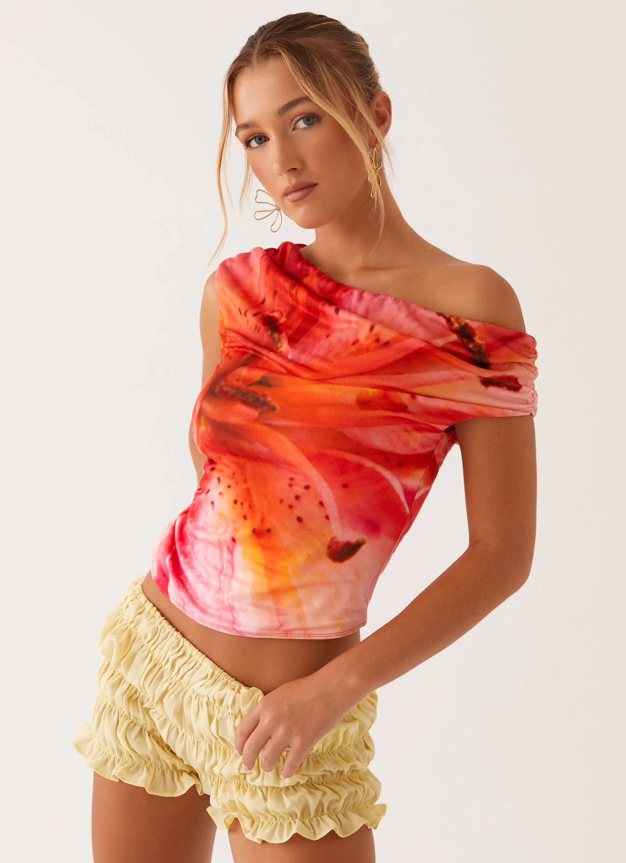 Athens One Shoulder Top - Floral - Image 6