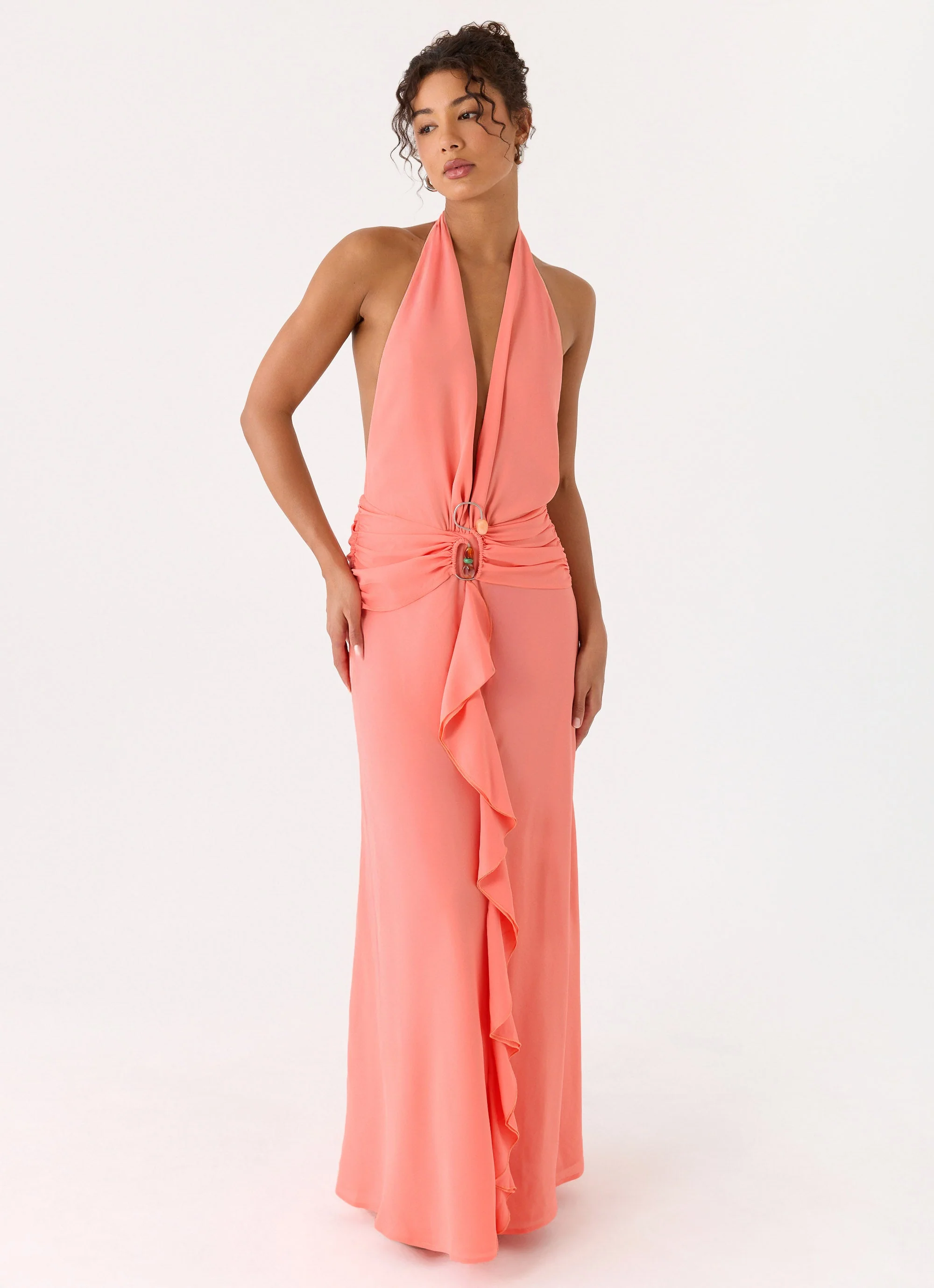 Attina Halter Maxi Dress - Coral - Image 7