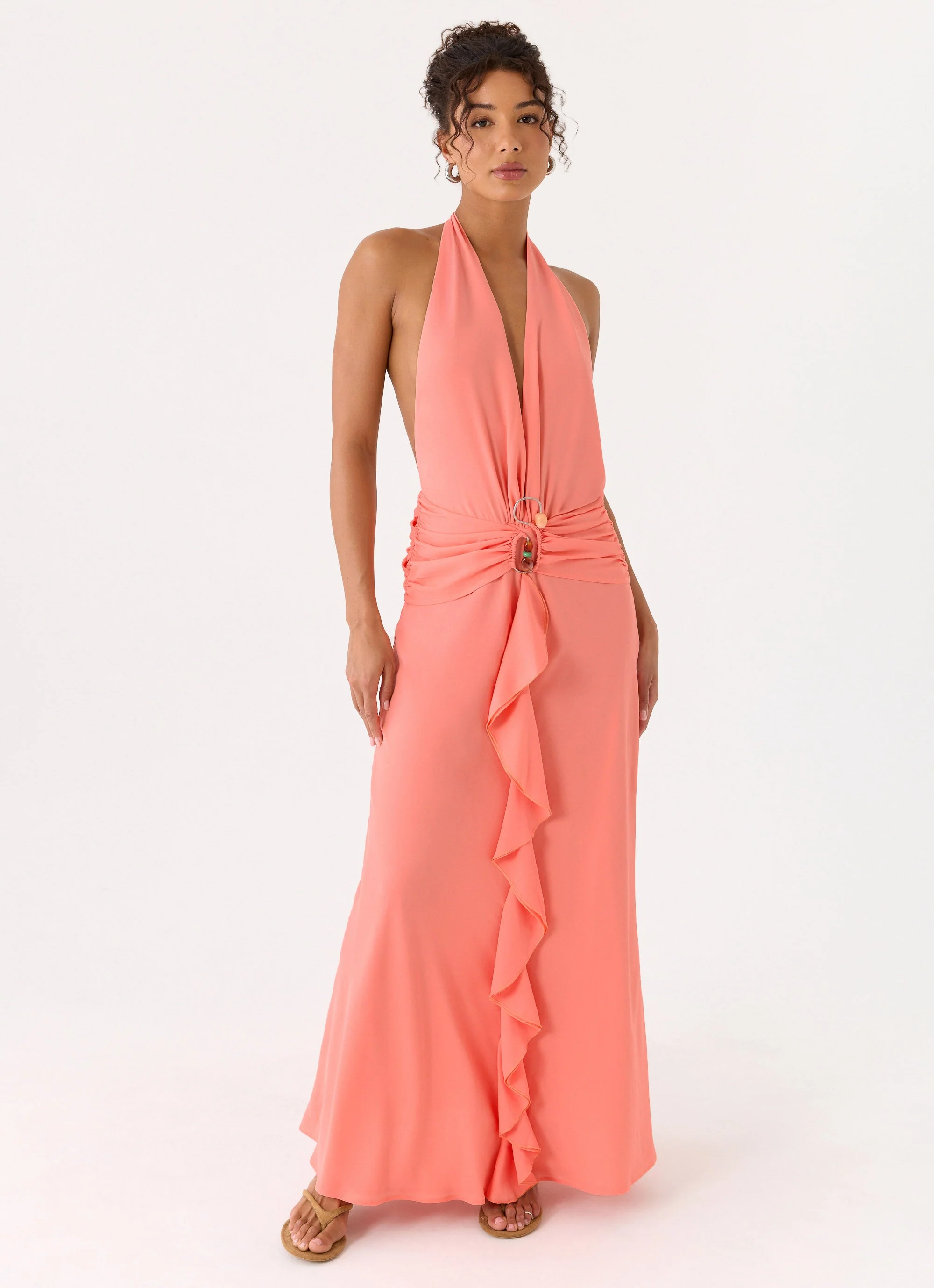 Attina Halter Maxi Dress - Coral - Image 9