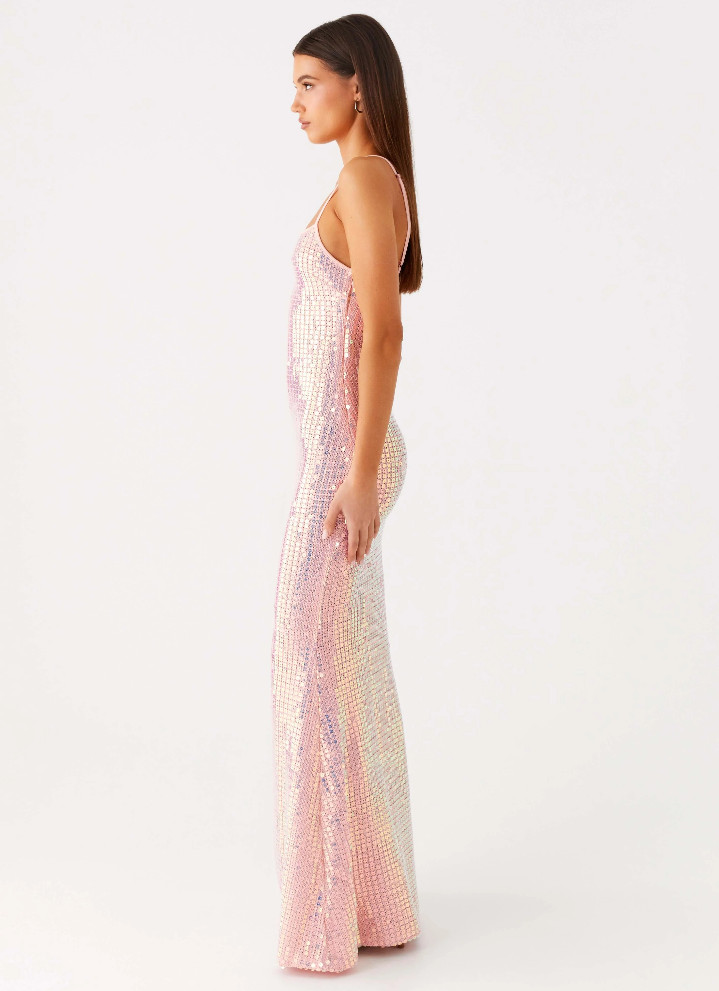 Attitude Knit Sequin Maxi Dress - Iridescent Pink - Image 2