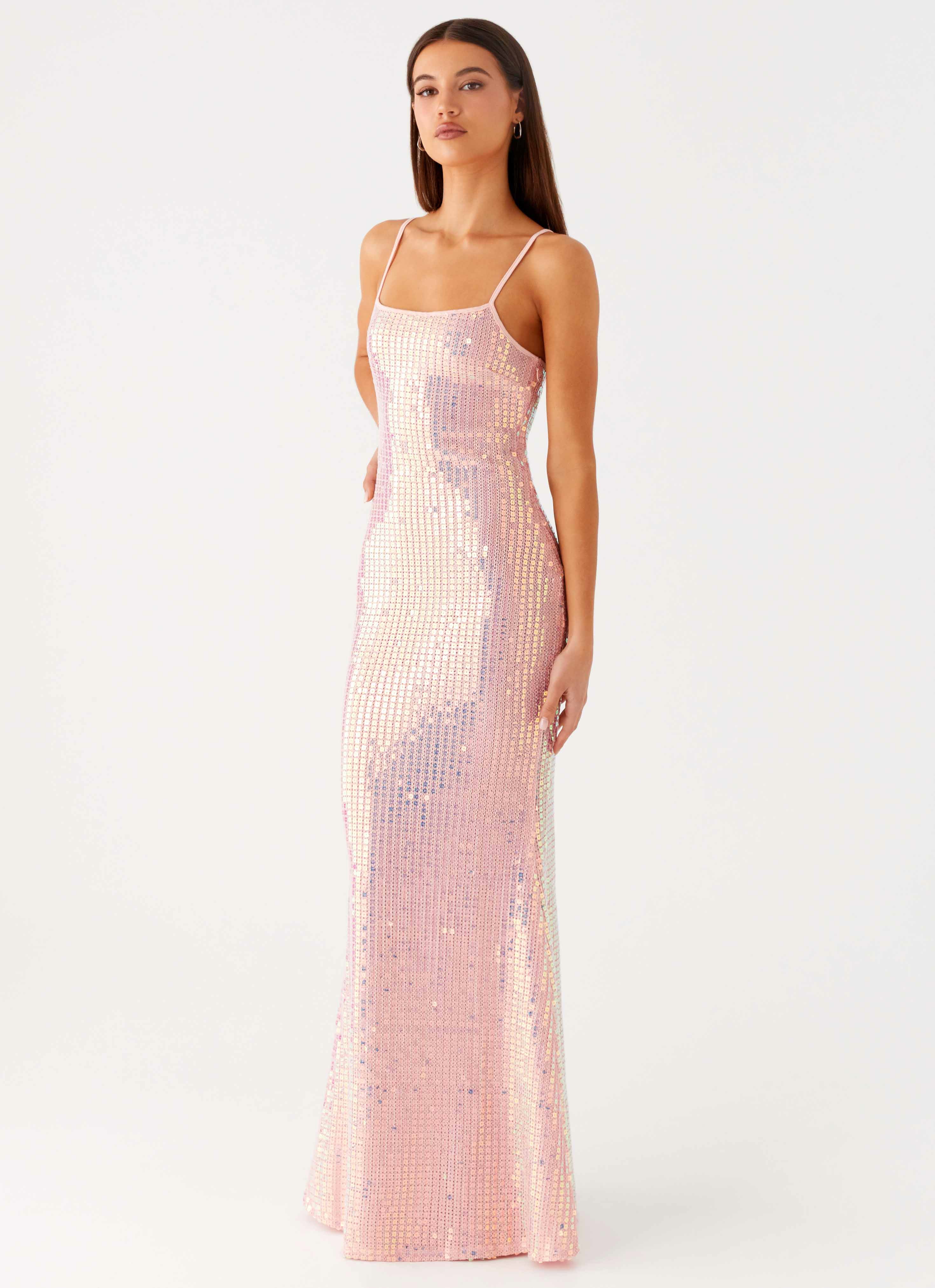 Attitude Knit Sequin Maxi Dress - Iridescent Pink - Image 6