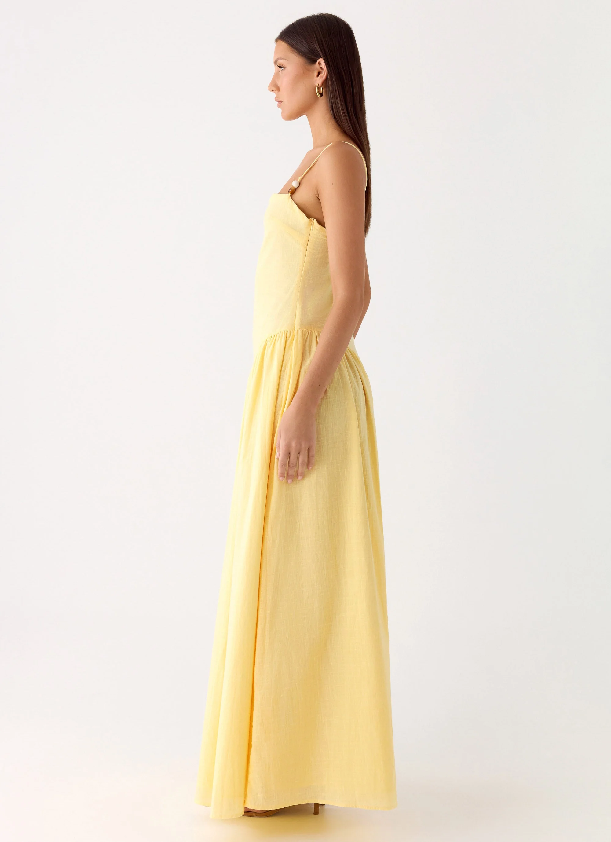 Aura Linen Maxi Dress - Lemon - Image 2