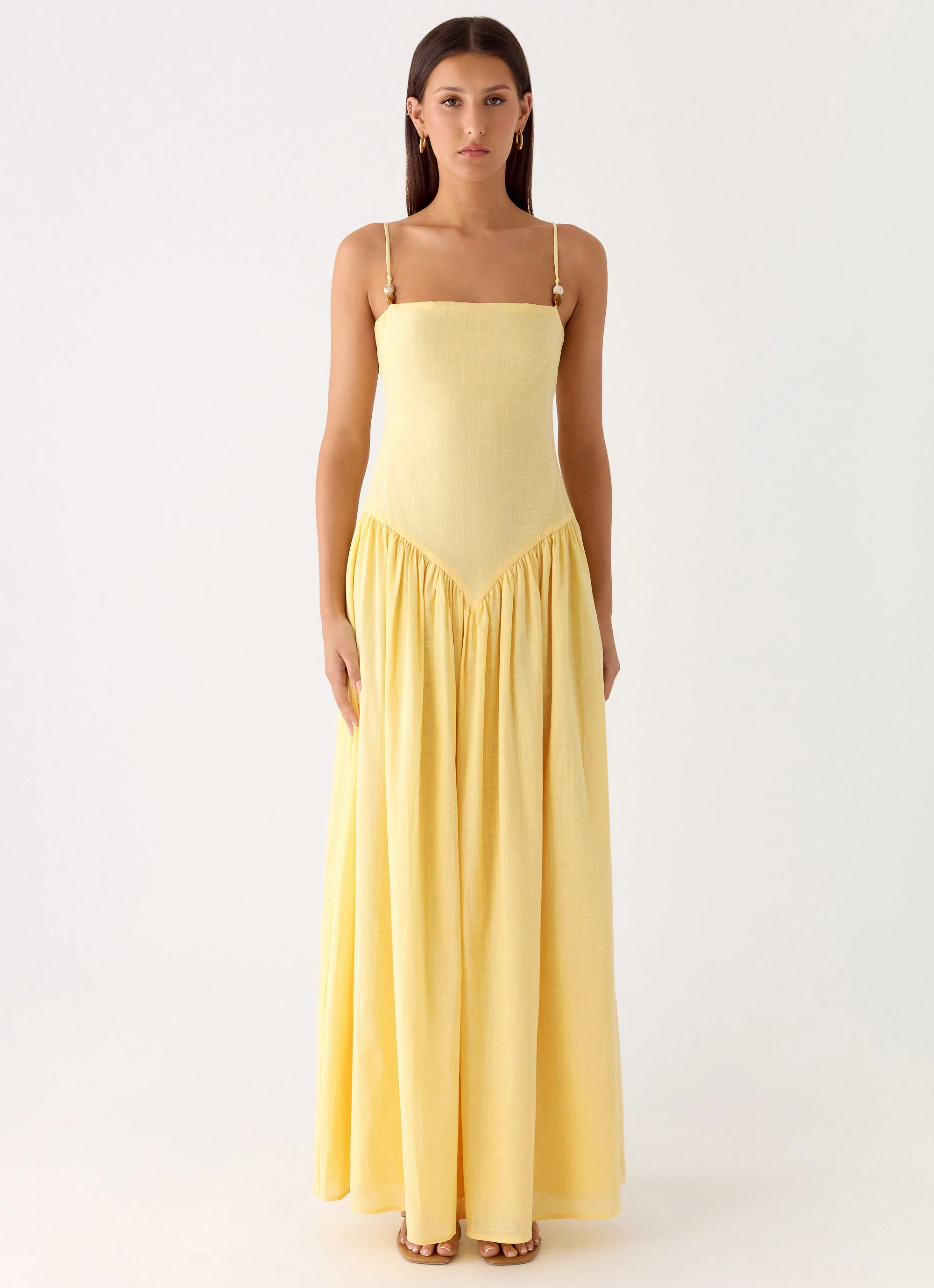 Aura Linen Maxi Dress - Lemon - Image 4