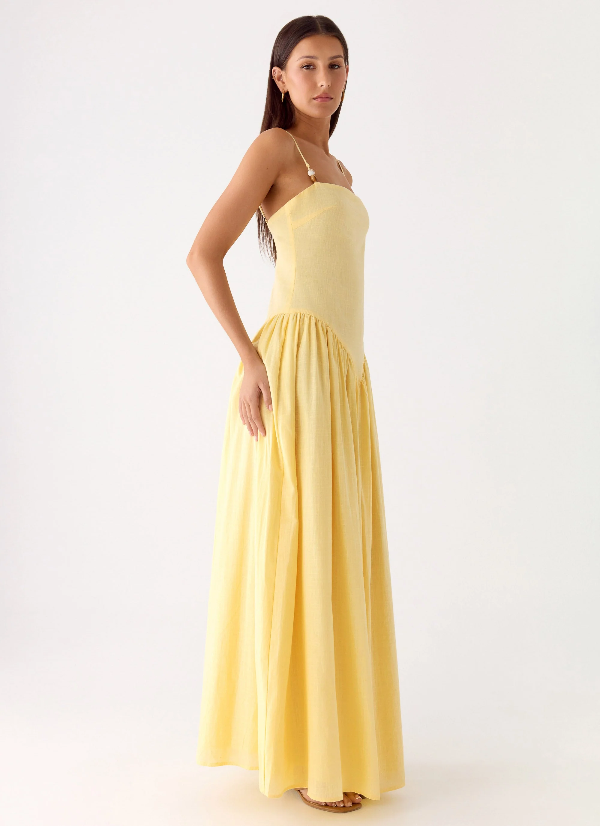 Aura Linen Maxi Dress - Lemon - Image 5