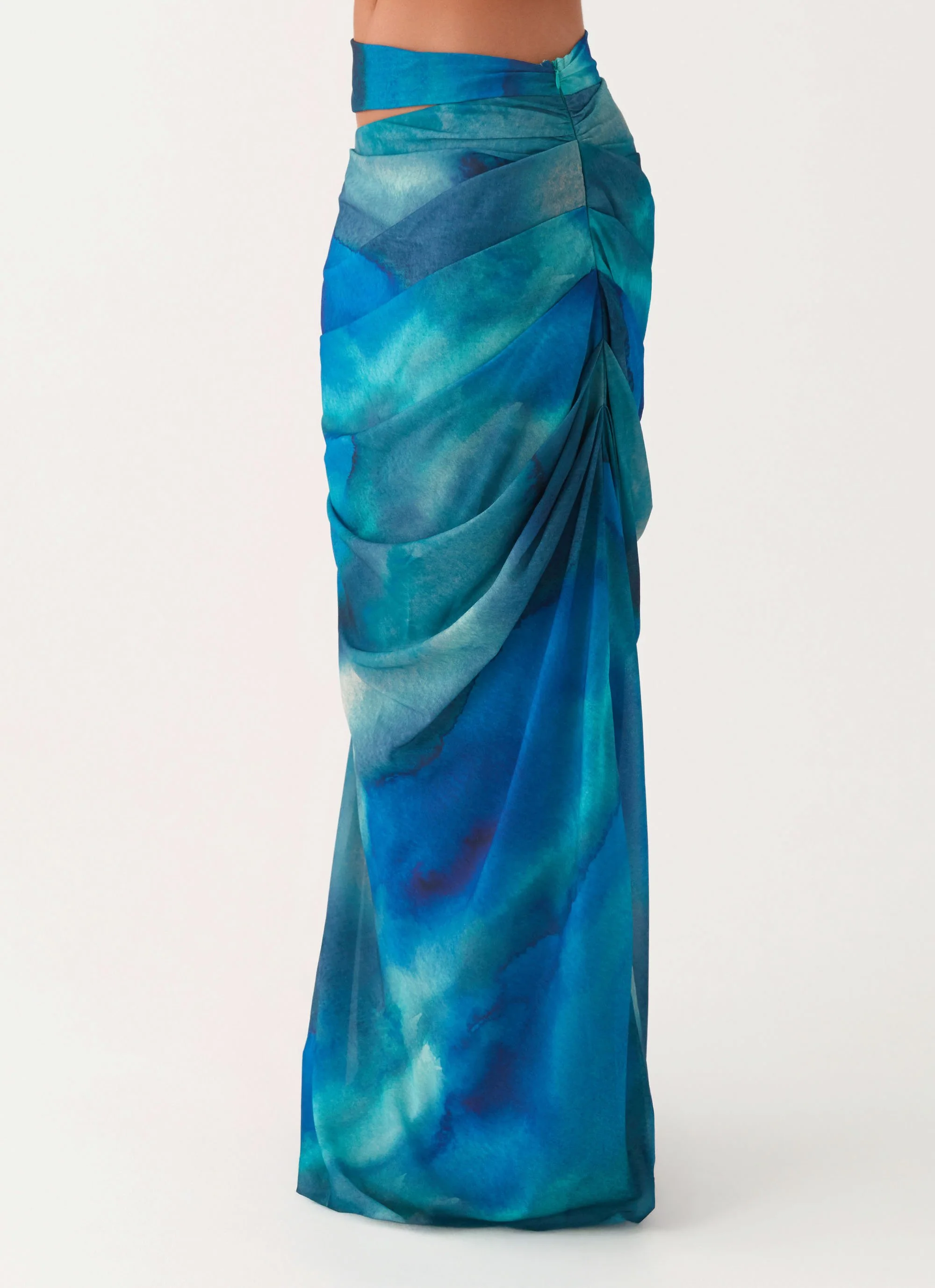 Austin Cut Out Maxi Skirt - Blue Tie Dye - Image 3