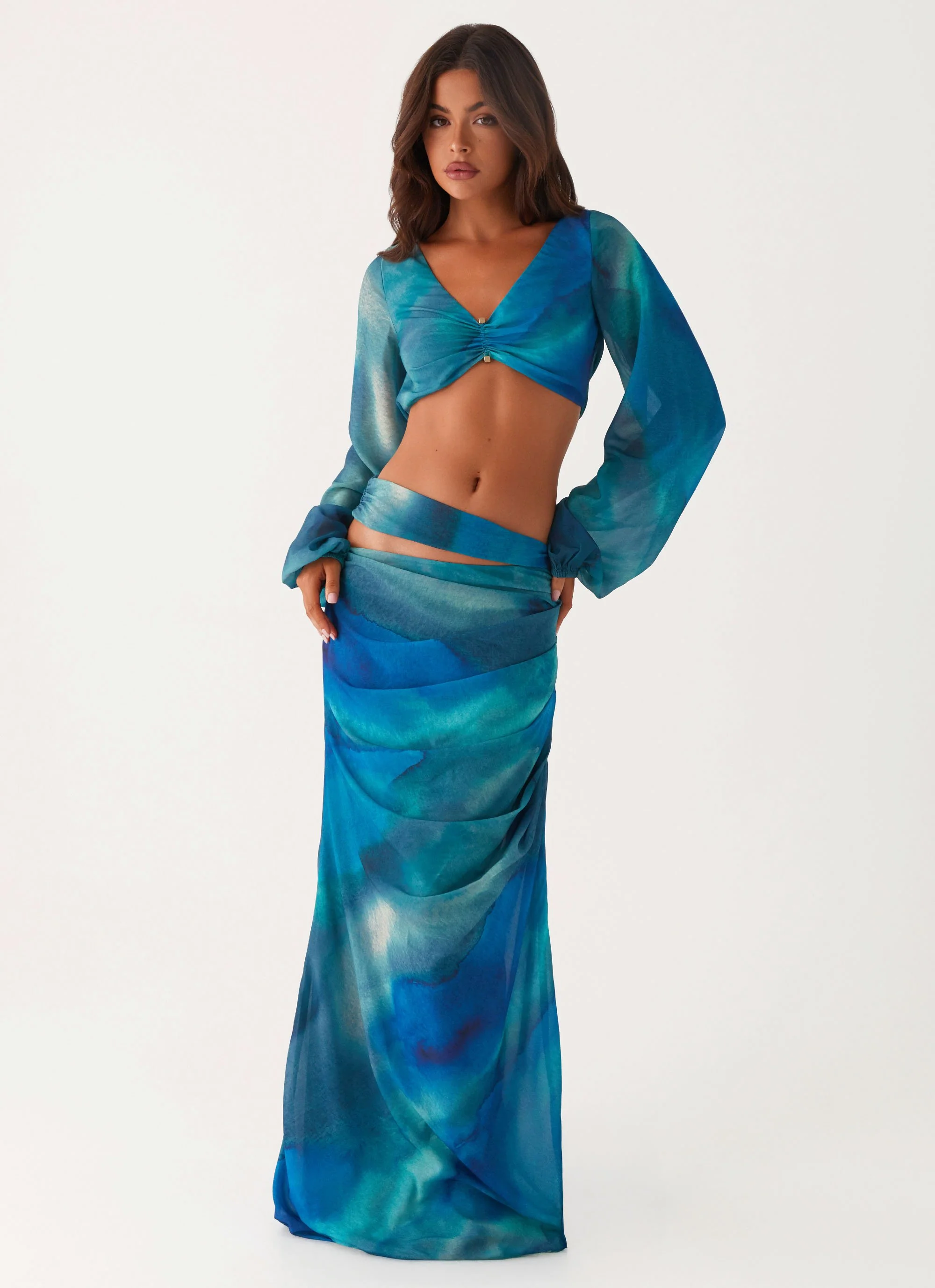 Austin Cut Out Maxi Skirt - Blue Tie Dye - Image 6