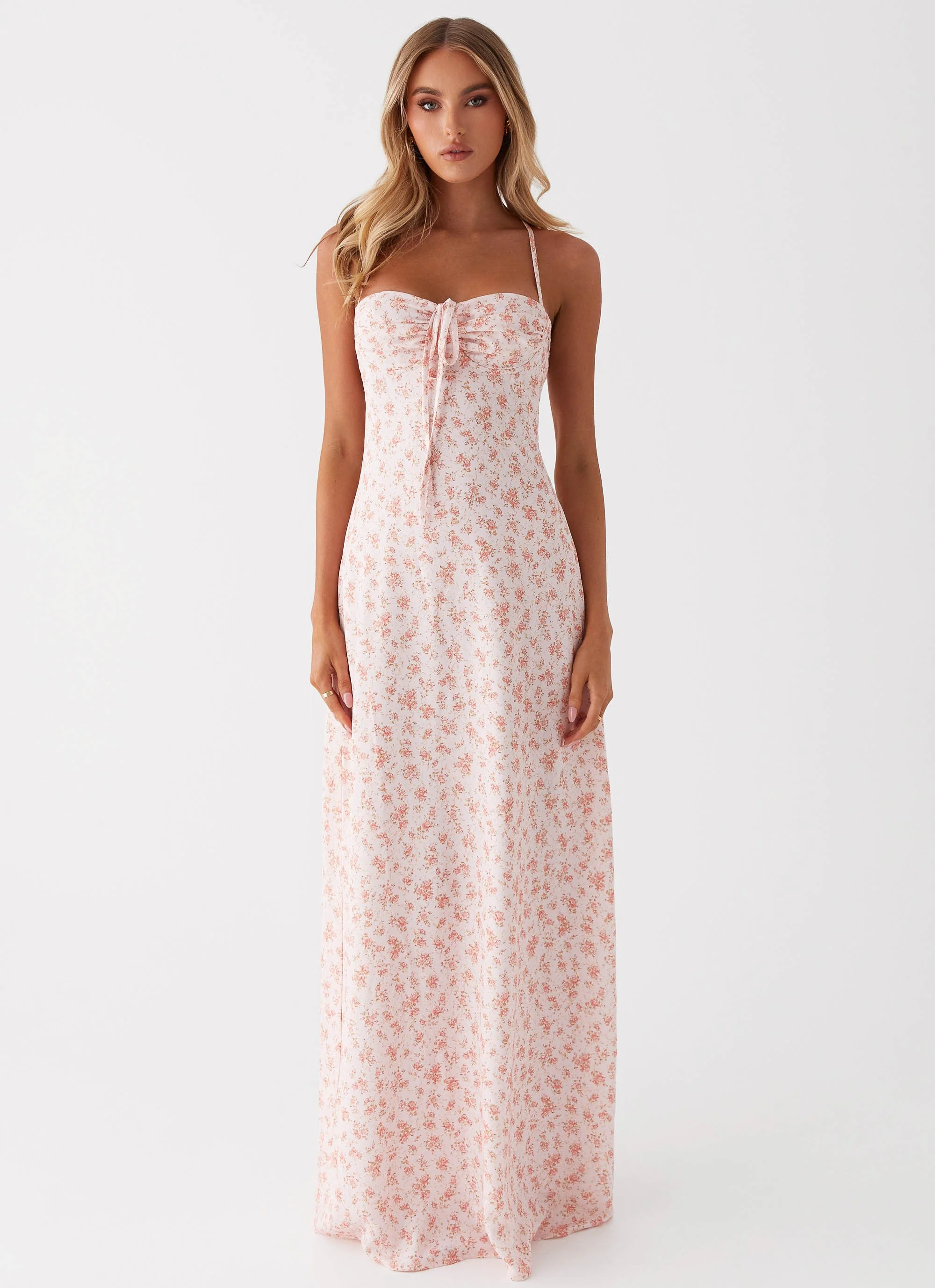 Aveline Bustier Maxi Dress - Pink Ditsy Floral - Image 2