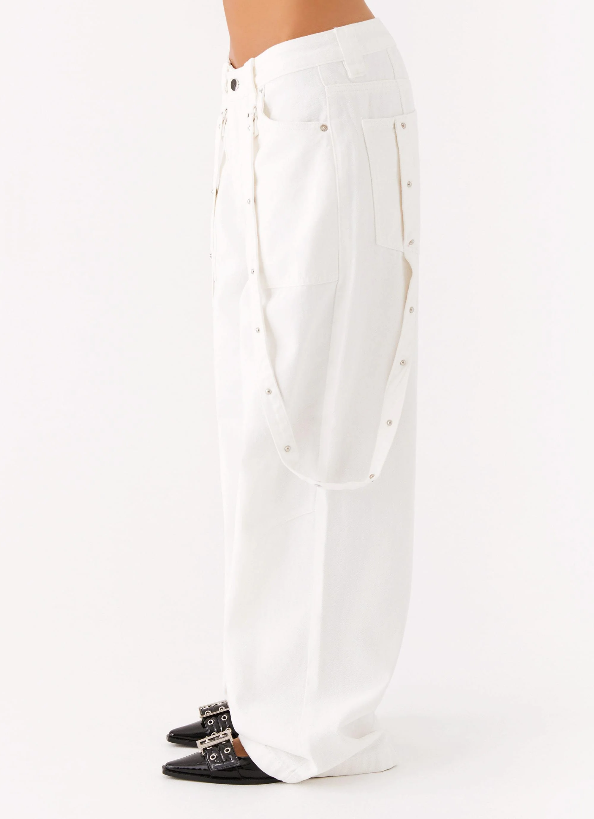 Avril Cargo Denim Pants - White - Image 3