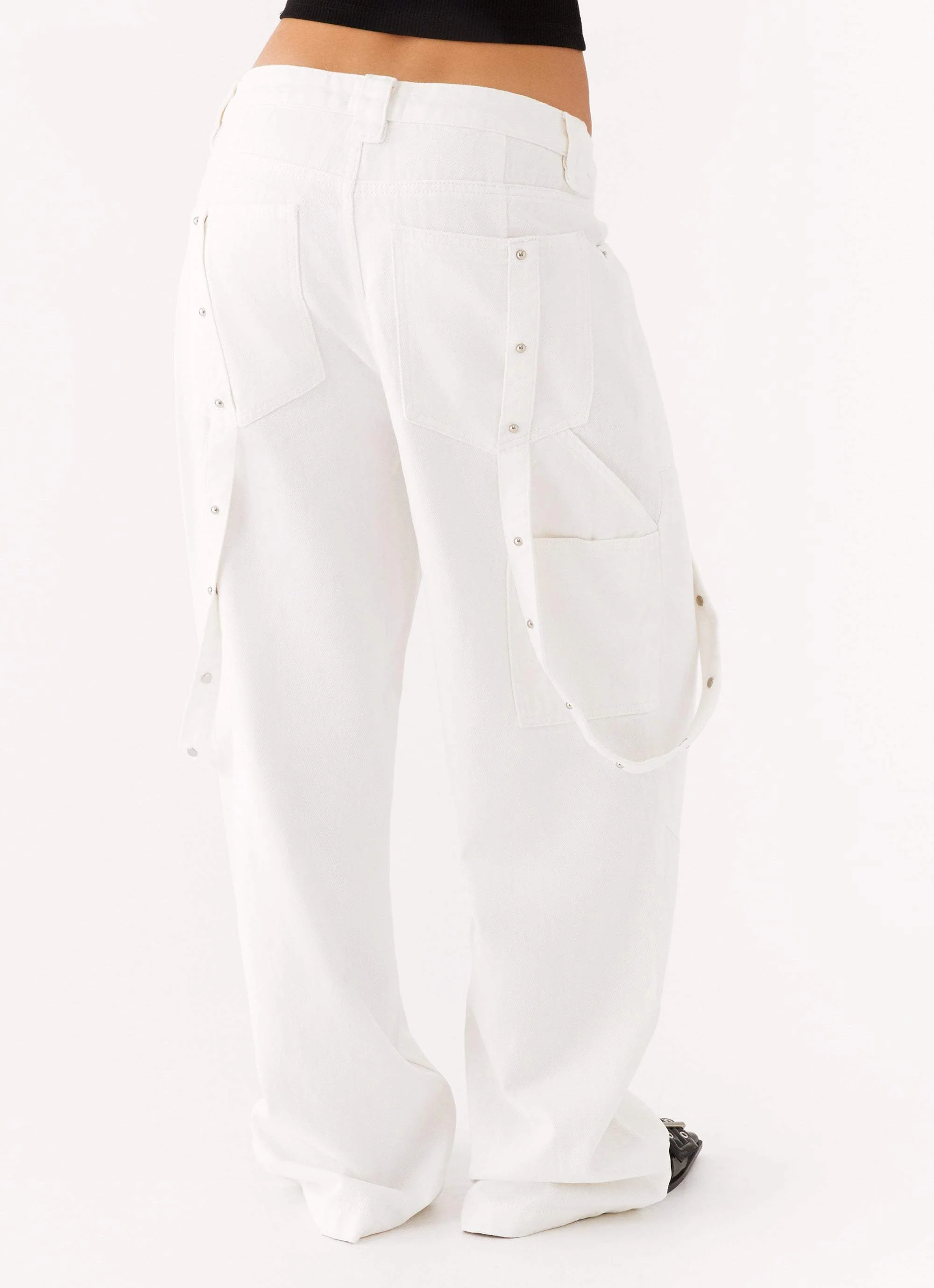Avril Cargo Denim Pants - White - Image 4