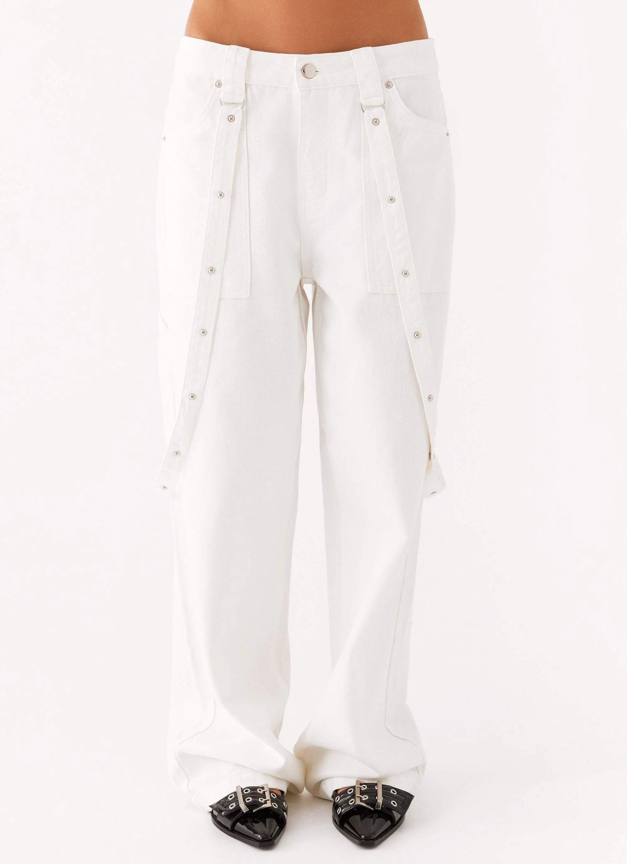 Avril Cargo Denim Pants - White - Image 5