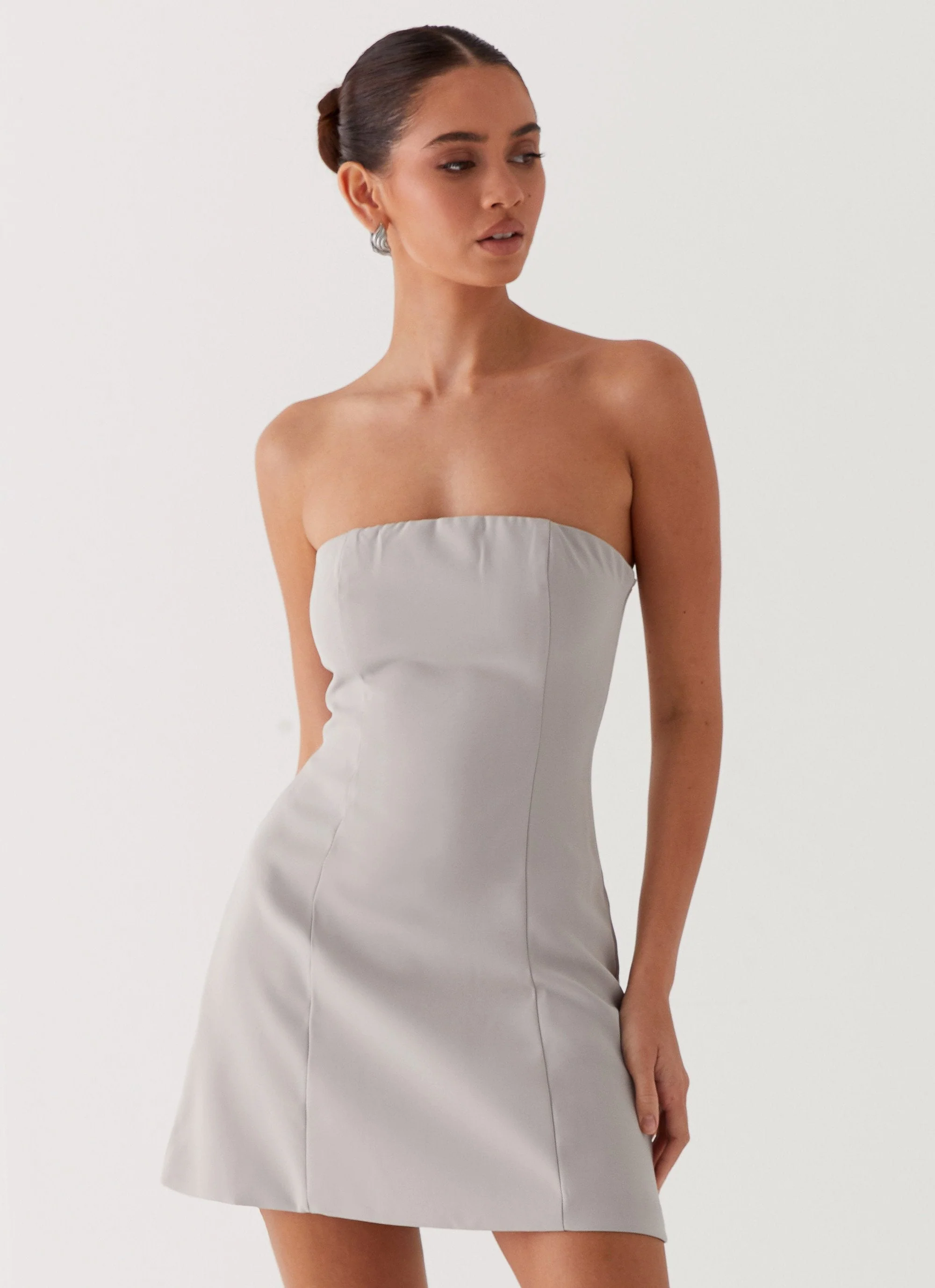 Ayanna Strapless Mini Dress - Grey - Image 5