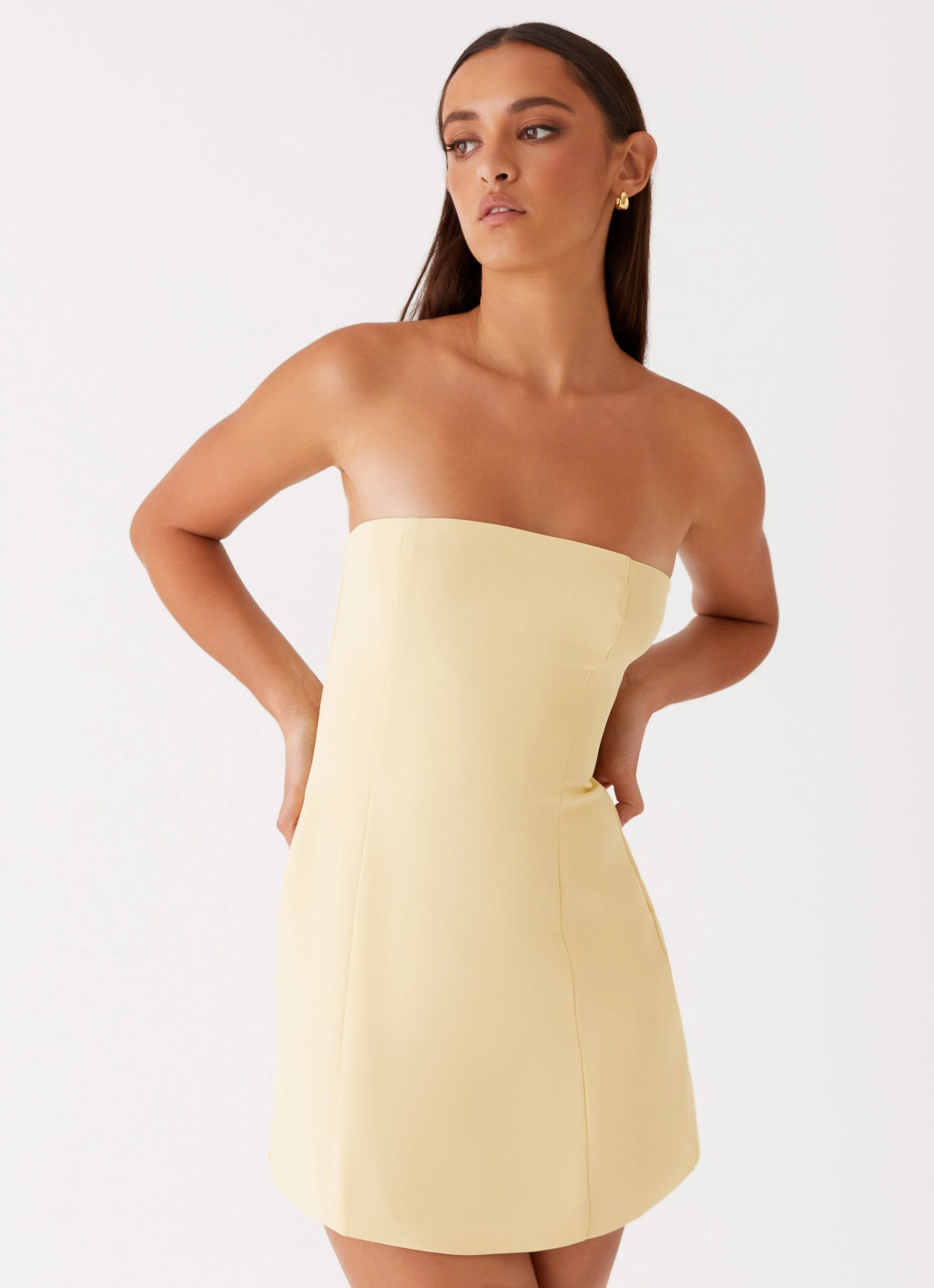 Ayanna Strapless Mini Dress - Yellow - Image 5