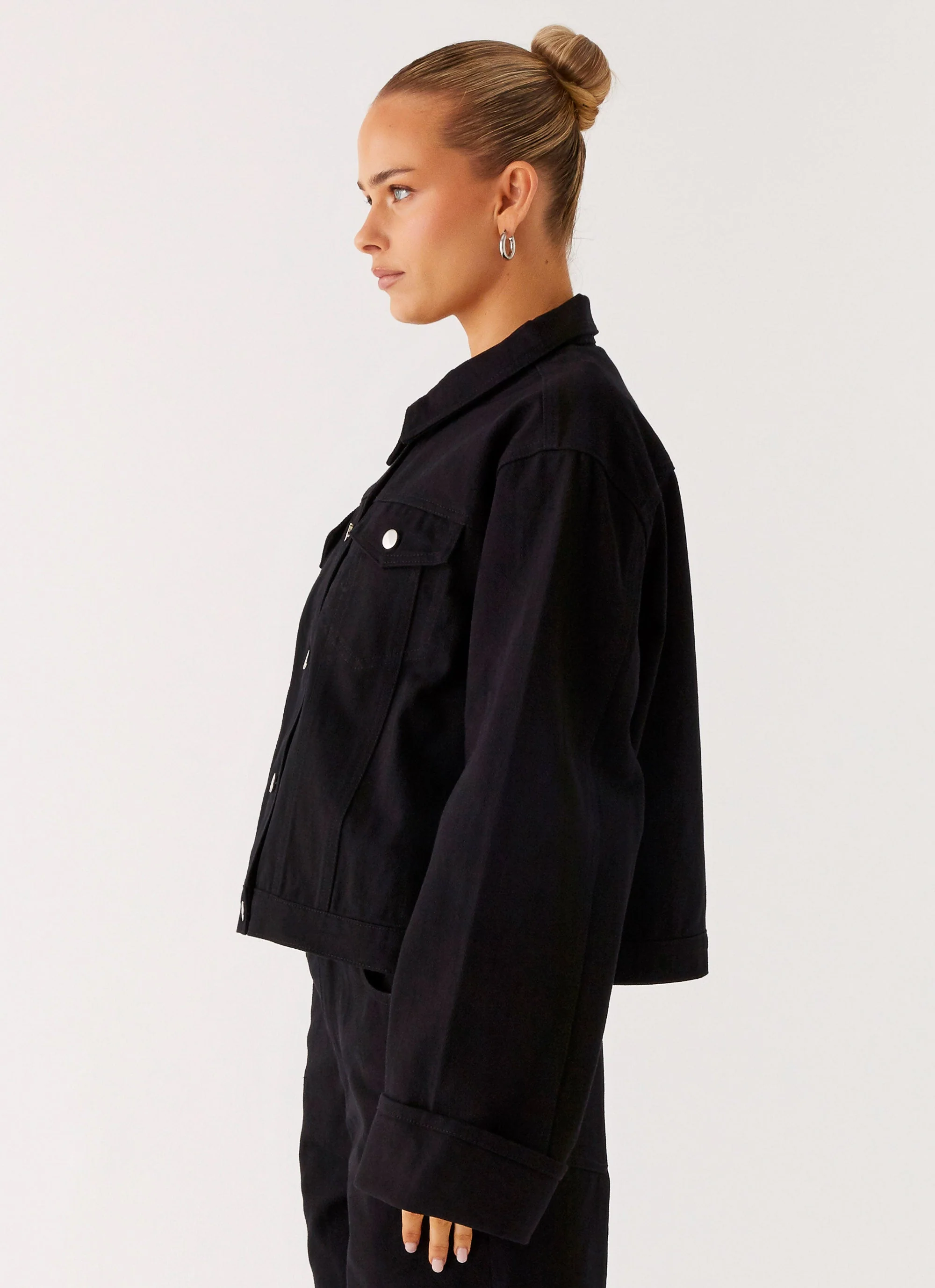Back Again Oversized Denim Jacket - Black - Image 2