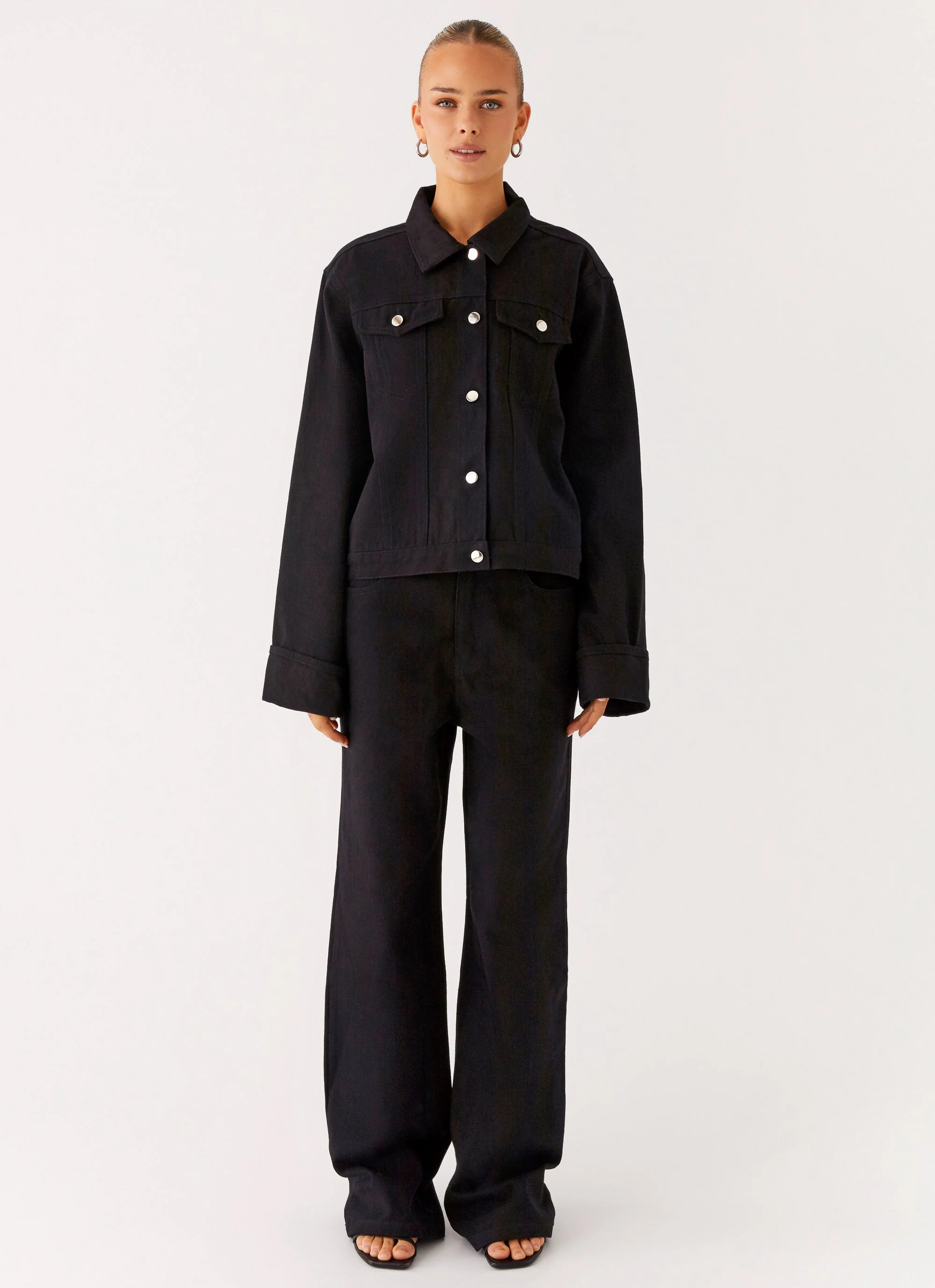 Back Again Oversized Denim Jacket - Black - Image 6