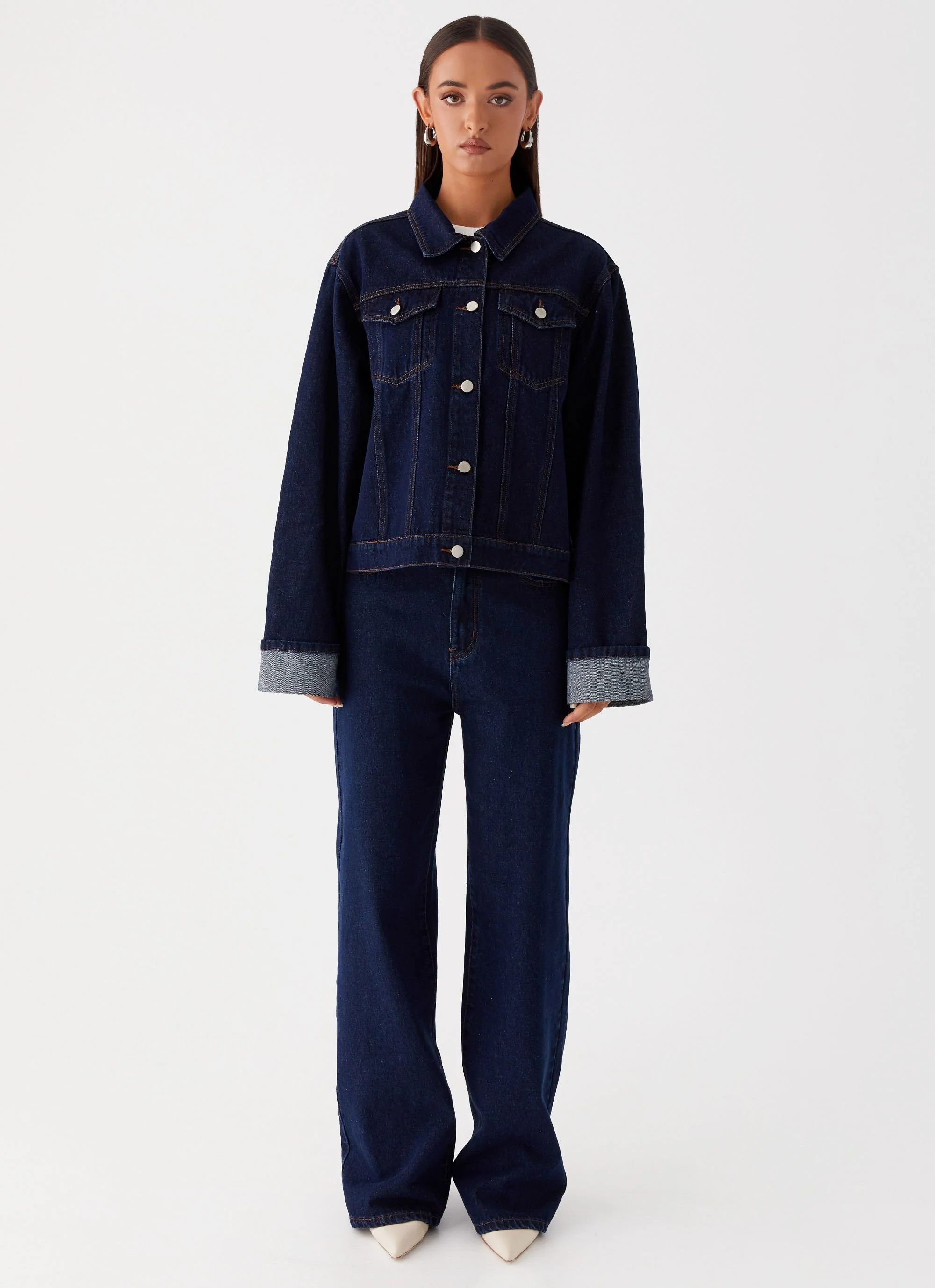 Back Again Oversized Denim Jacket - Blue - Image 2