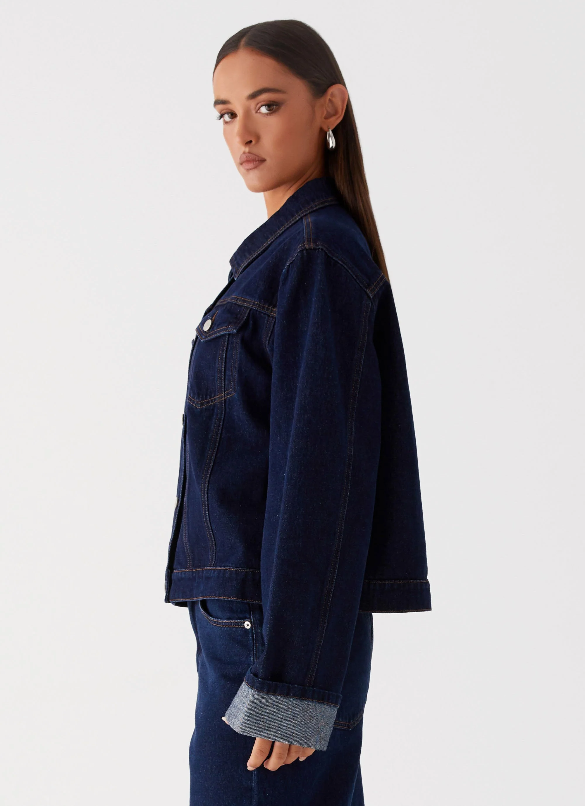 Back Again Oversized Denim Jacket - Blue - Image 3