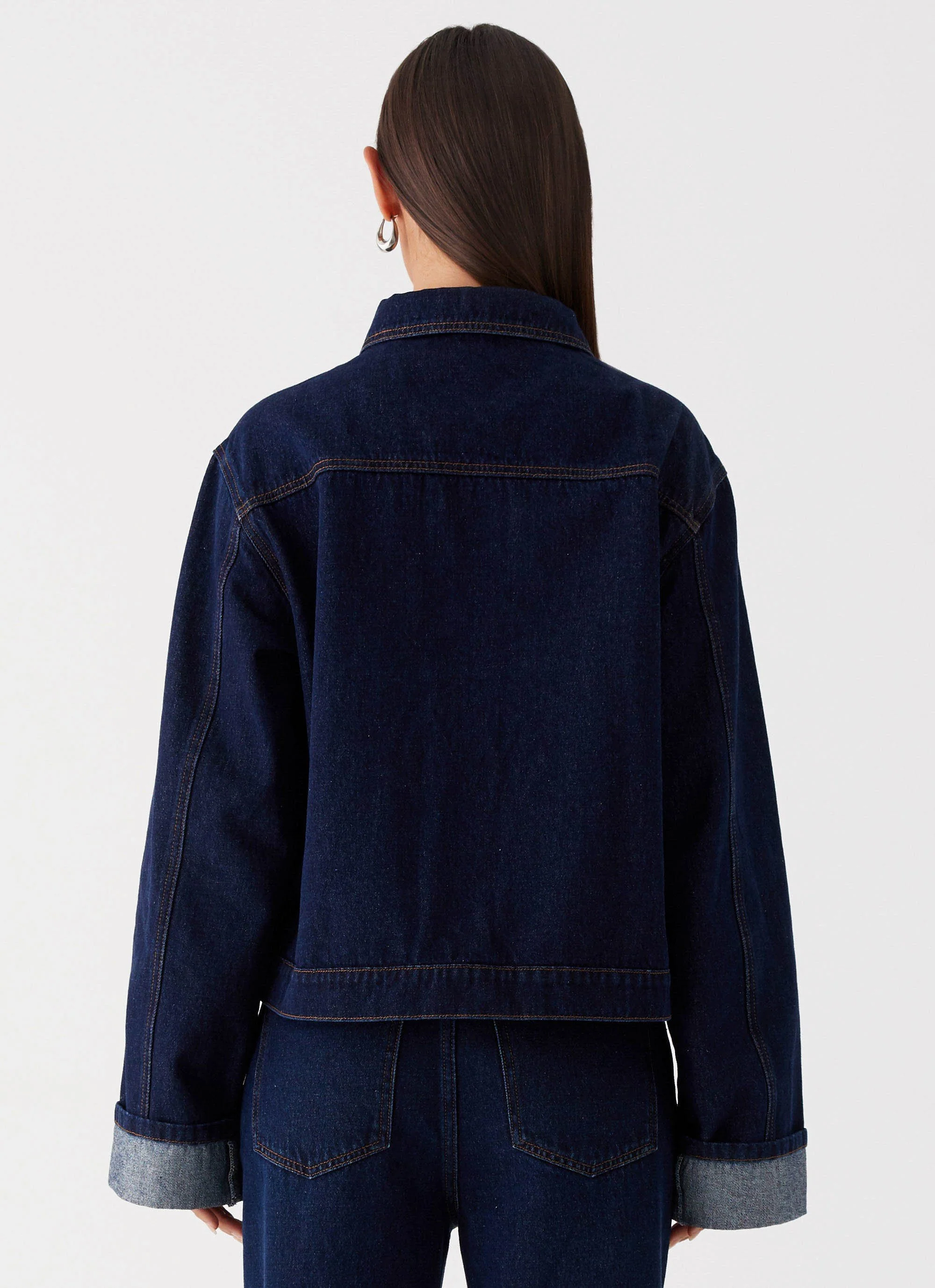 Back Again Oversized Denim Jacket - Blue - Image 4