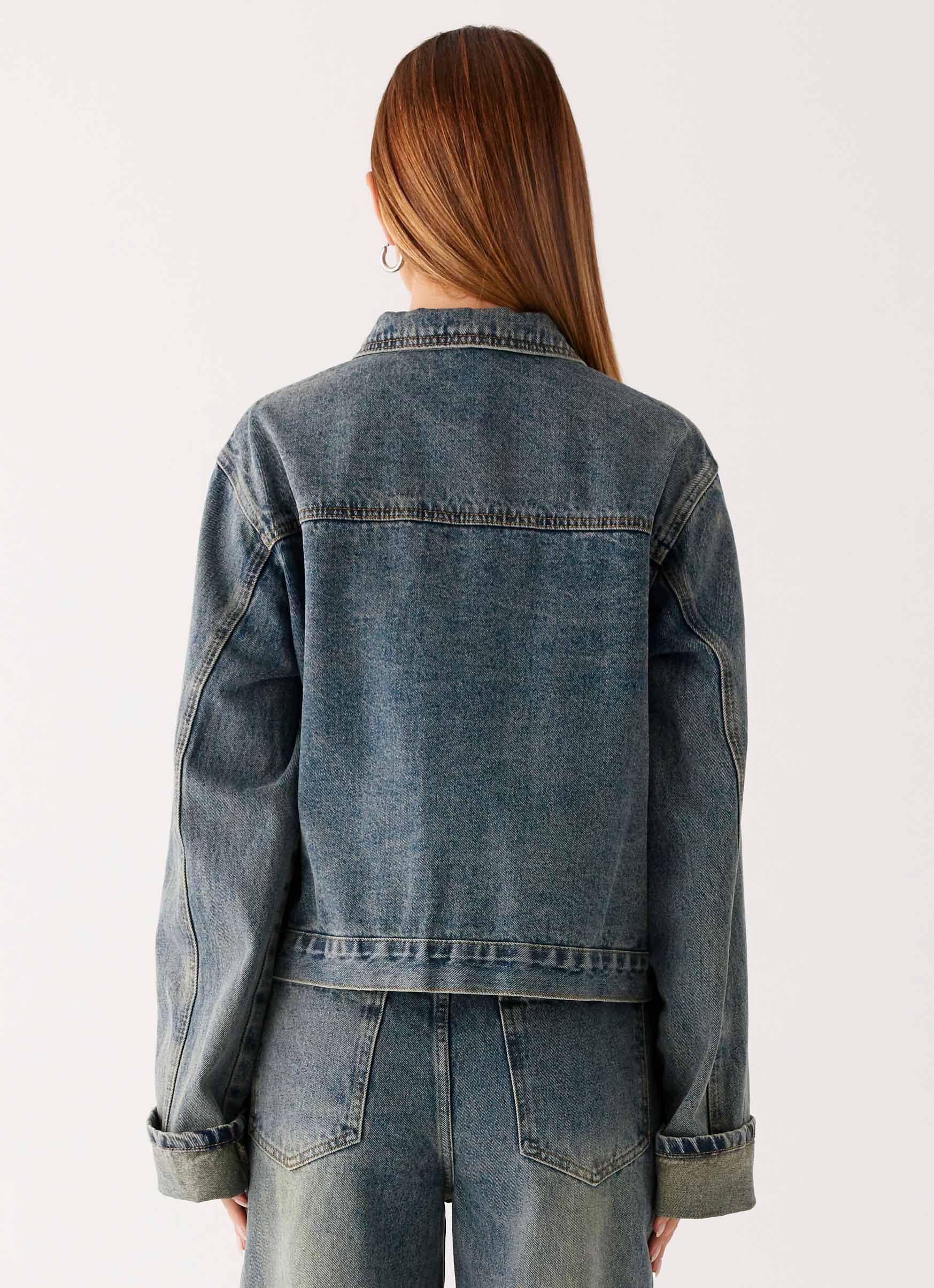 Back Again Oversized Denim Jacket - Dirty Wash - Image 3
