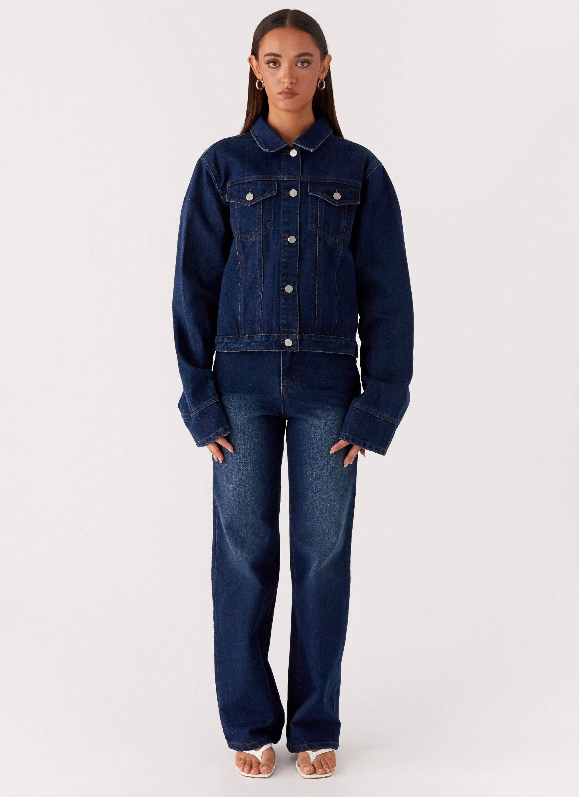 Back Again Oversized Denim Jacket - Vintage Blue - Image 2
