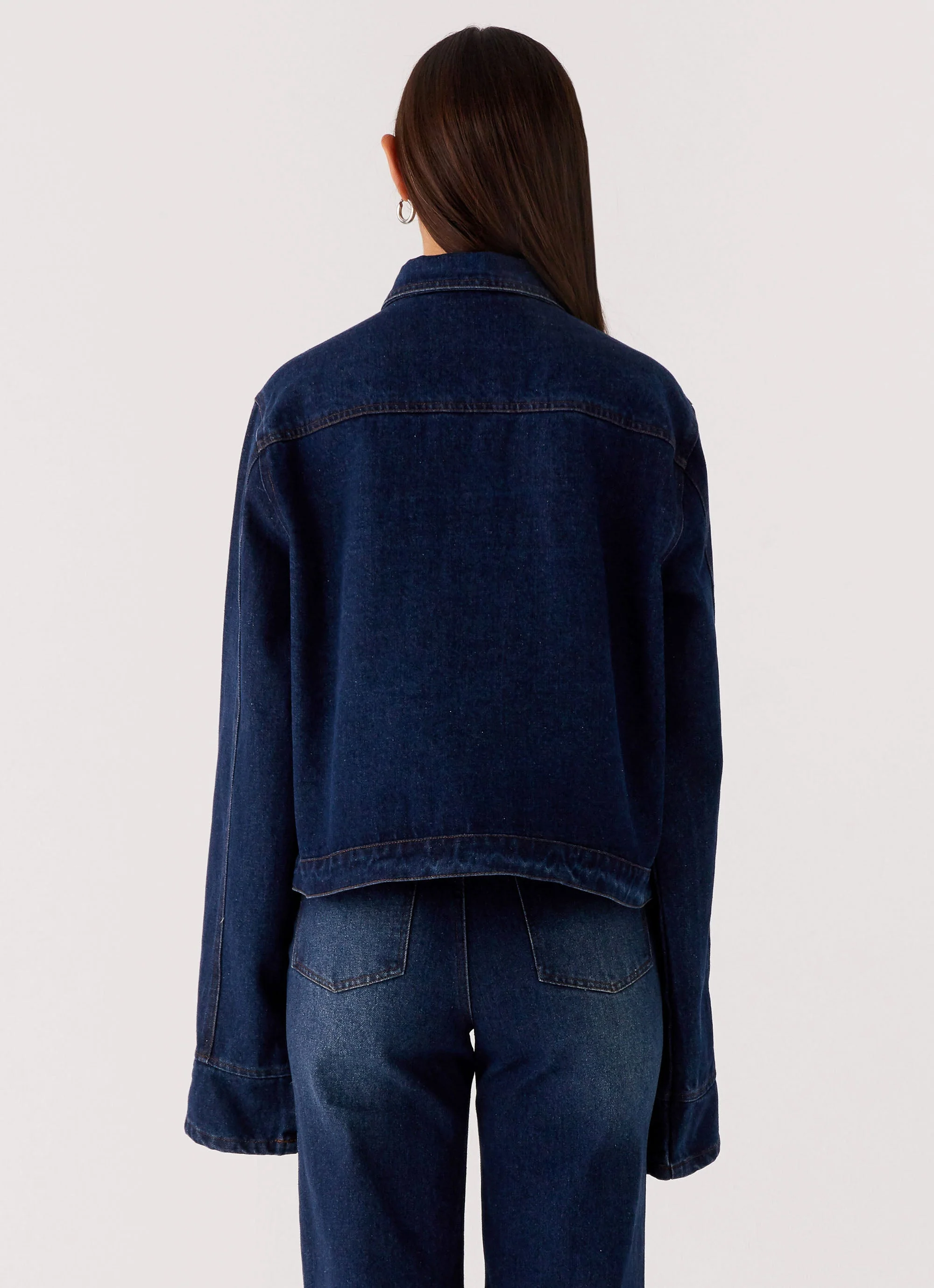 Back Again Oversized Denim Jacket - Vintage Blue - Image 4