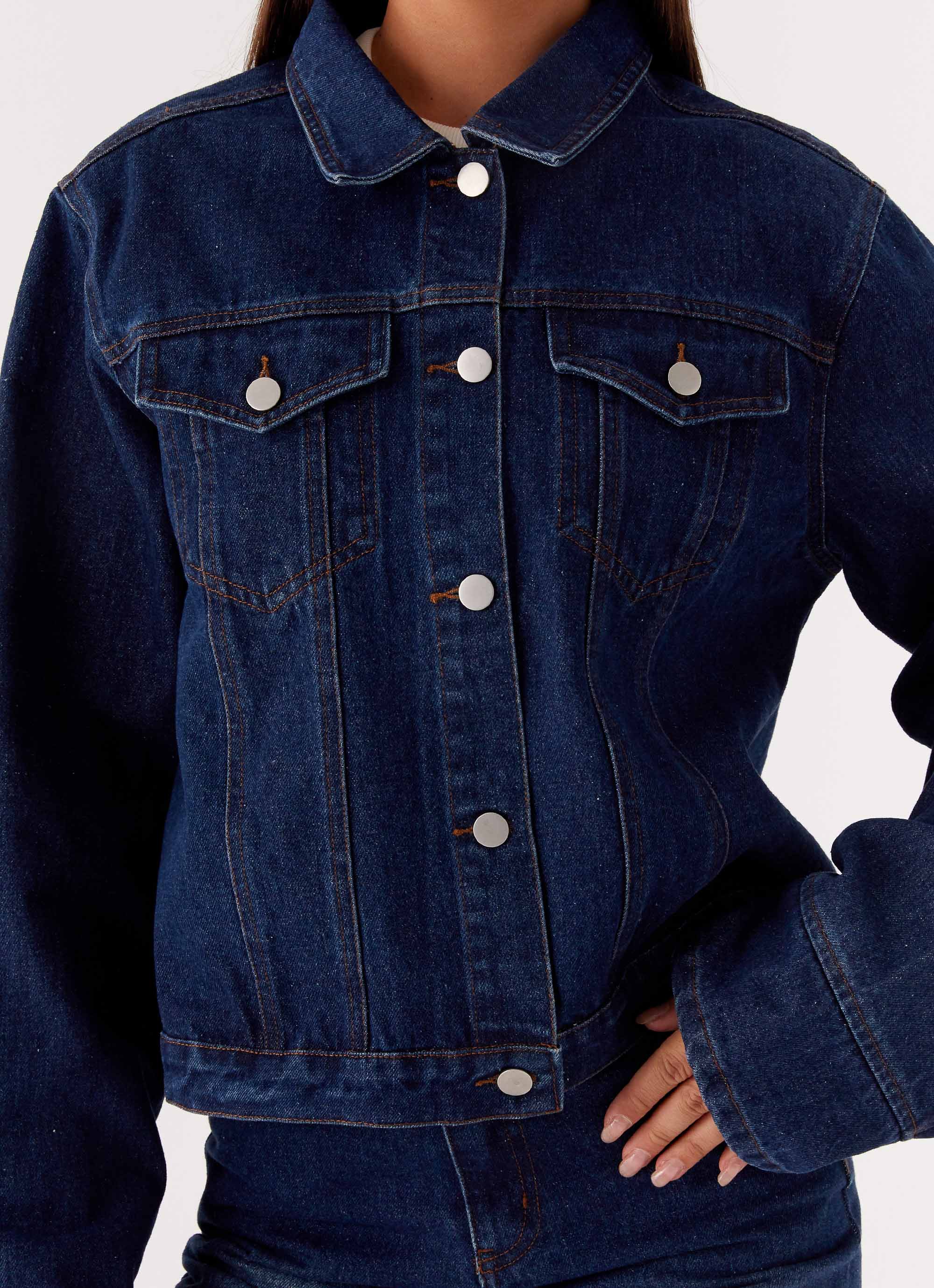 Back Again Oversized Denim Jacket - Vintage Blue - Image 5