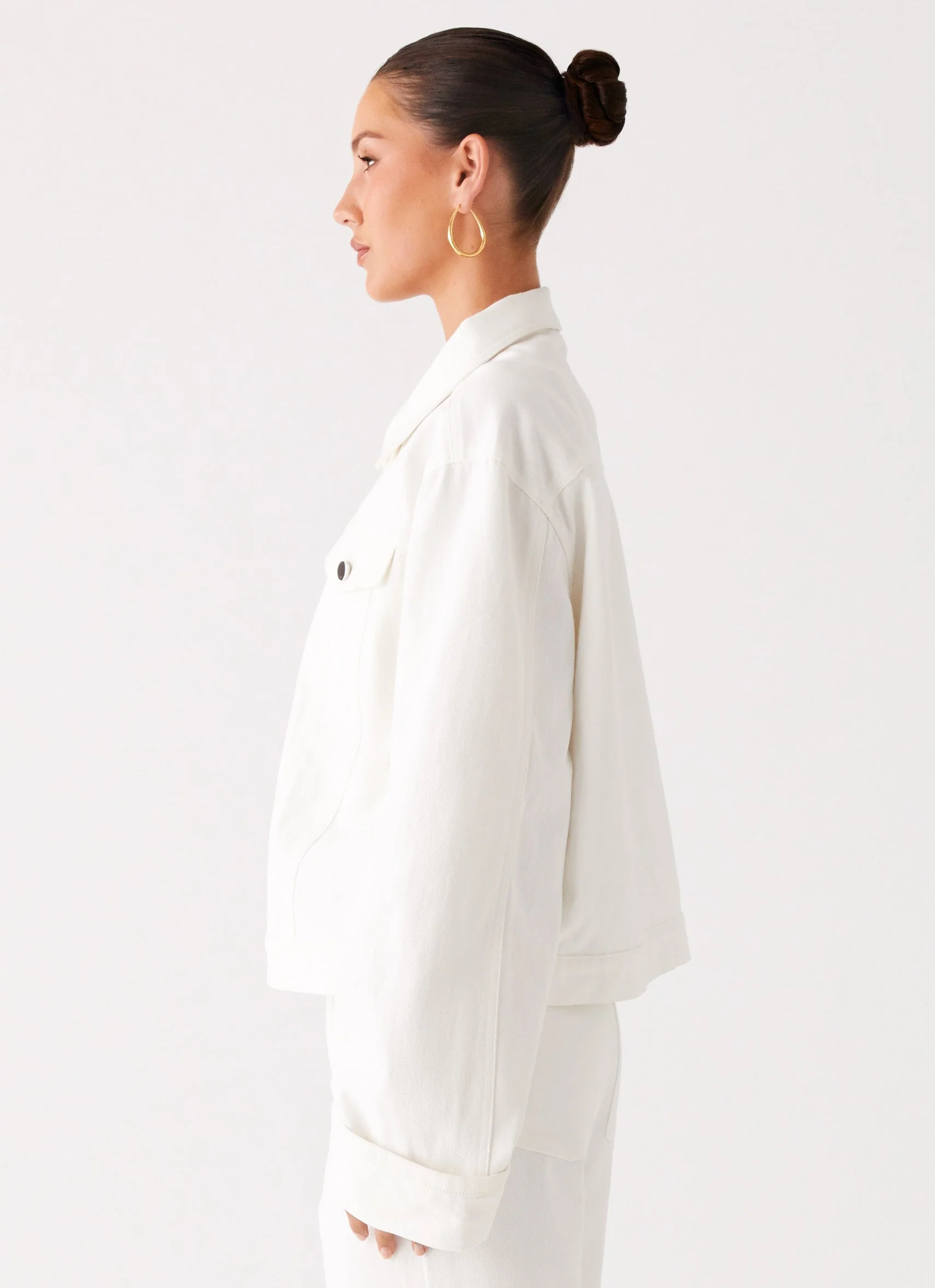 Back Again Oversized Denim Jacket - White - Image 3