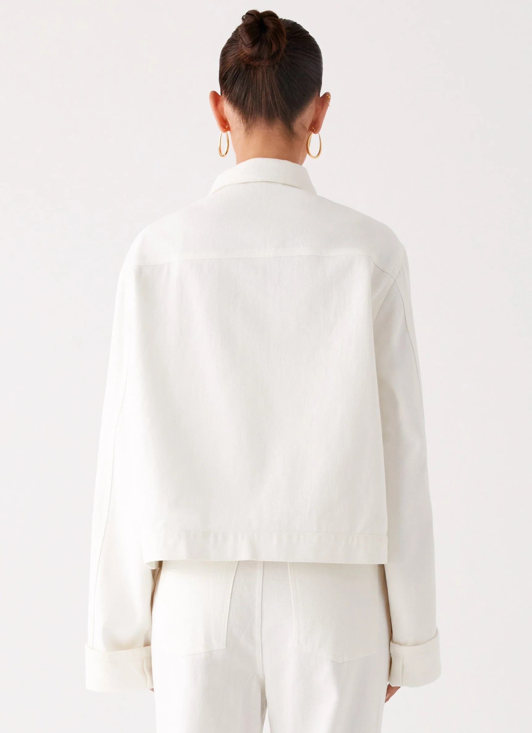 Back Again Oversized Denim Jacket - White - Image 4