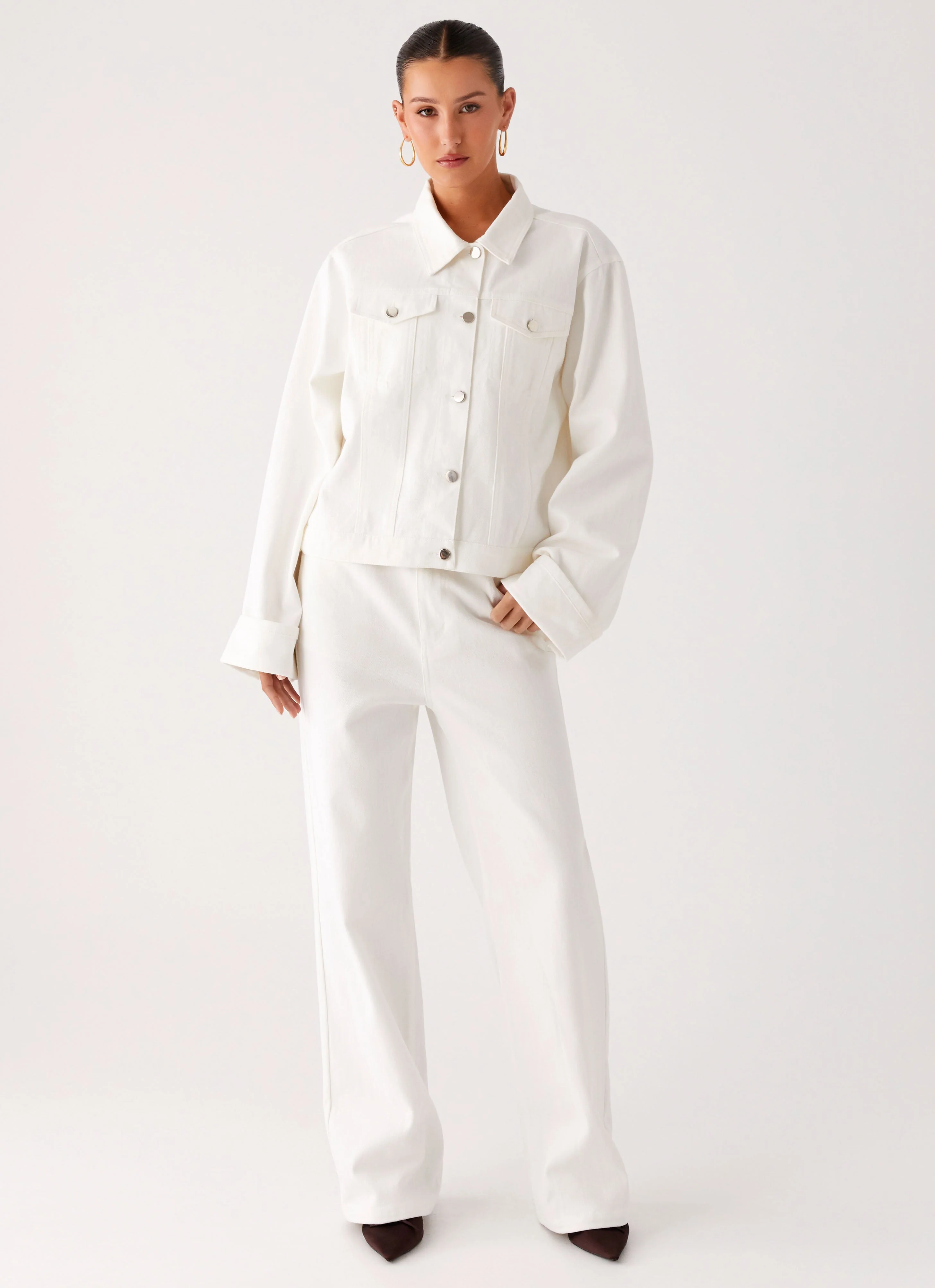 Back Again Oversized Denim Jacket - White - Image 6