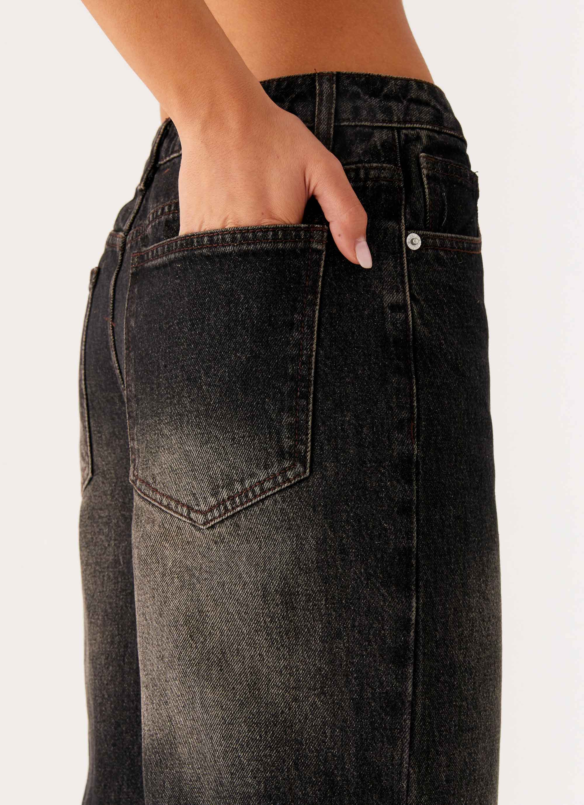 Back Again Straight Leg Denim Jeans - Acid Charcoal - Image 6