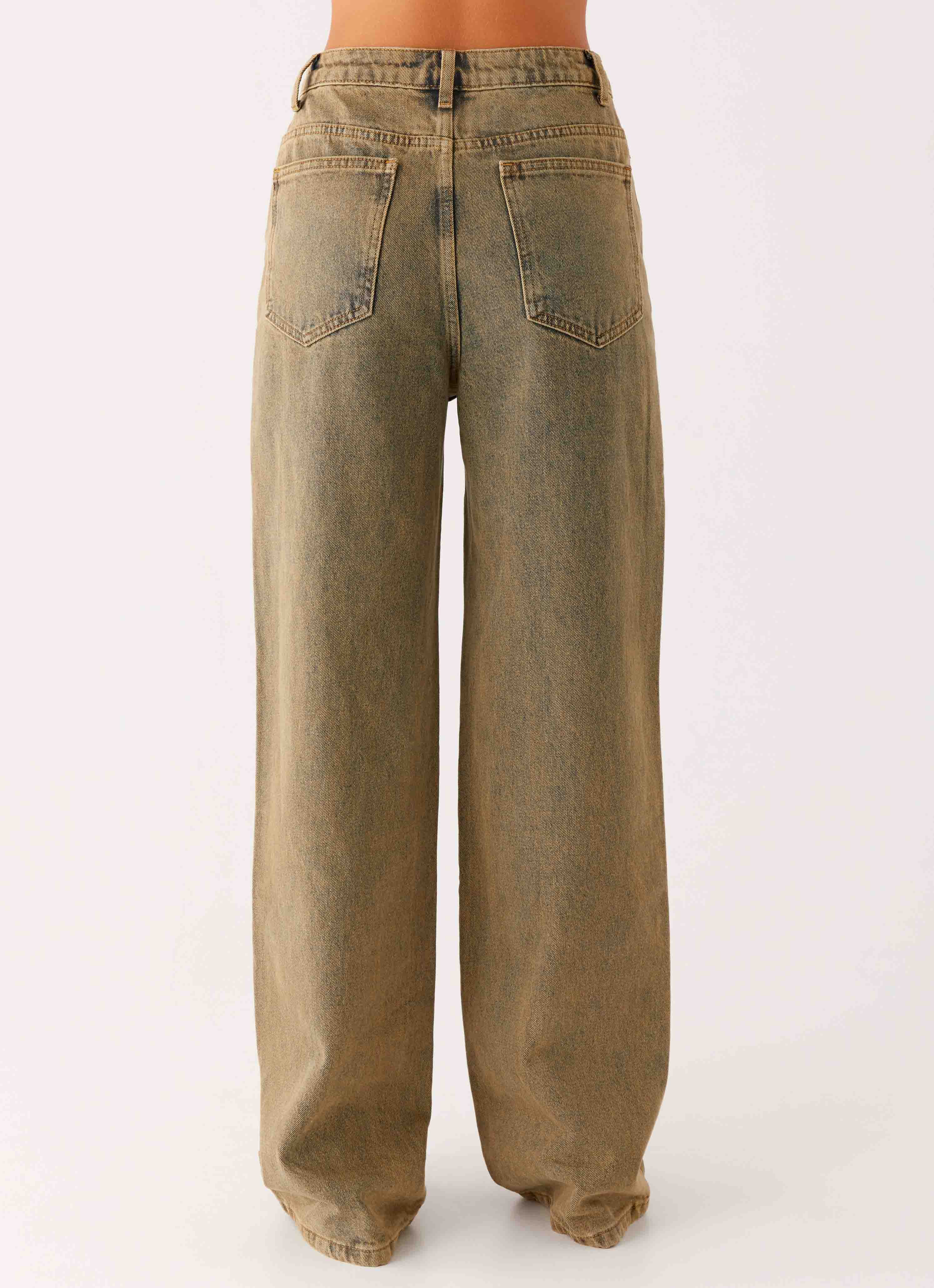 Back Again Straight Leg Denim Jeans - Brown Sand Wash - Image 4