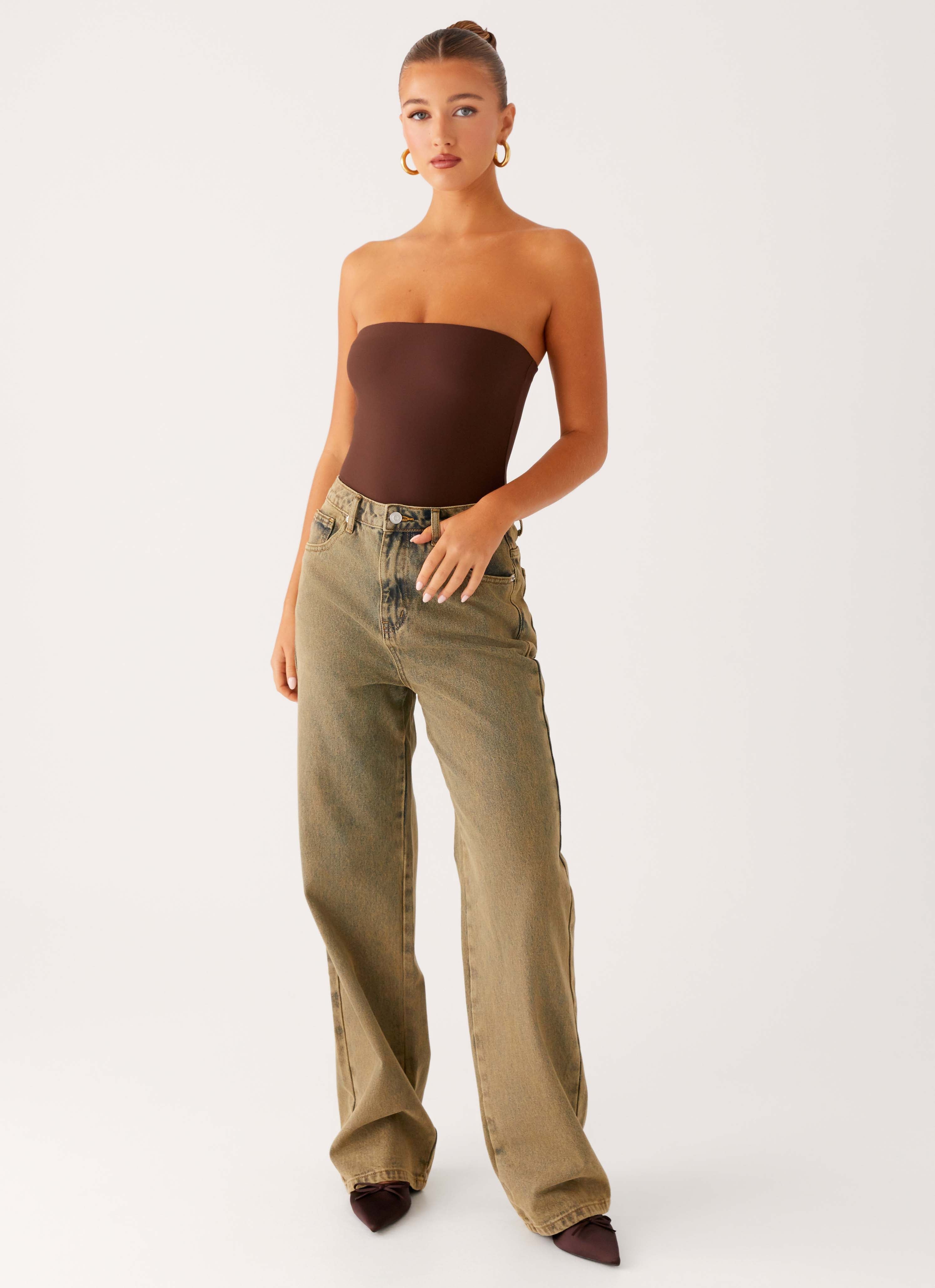 Back Again Straight Leg Denim Jeans - Brown Sand Wash - Image 6