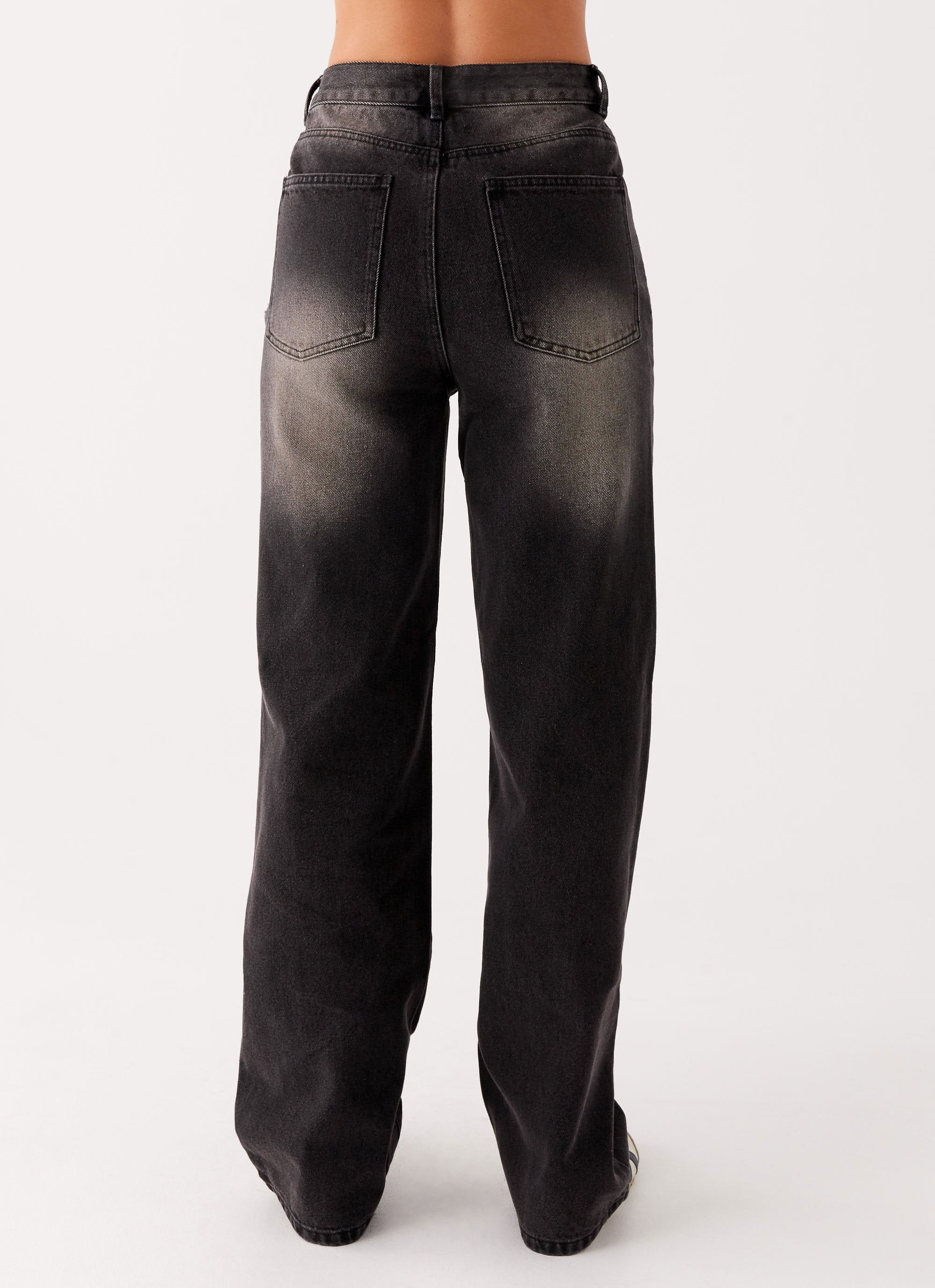 Back Again Straight Leg Denim Jeans - Charcoal Wash - Image 5
