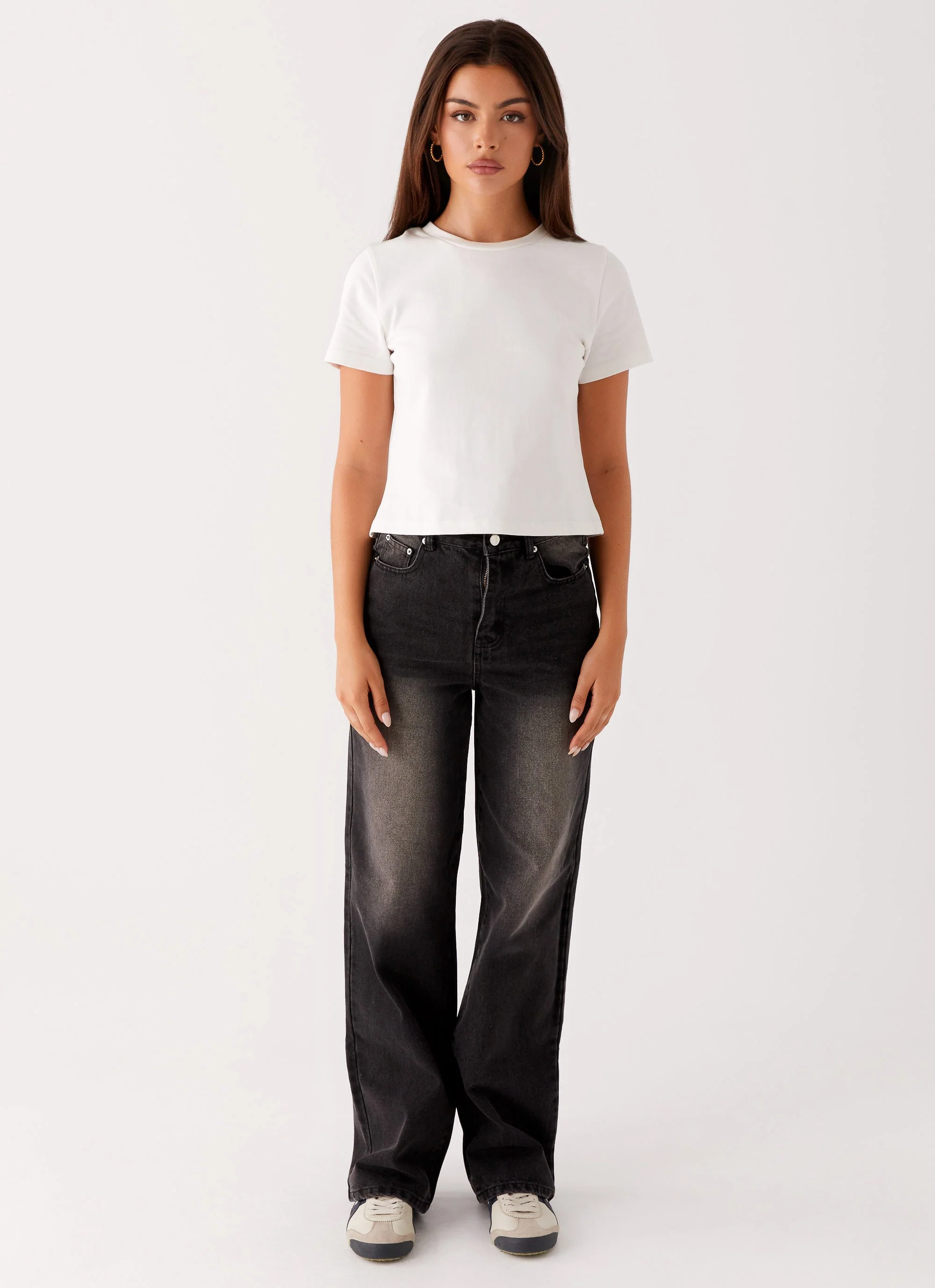 Back Again Straight Leg Denim Jeans - Charcoal Wash - Image 6